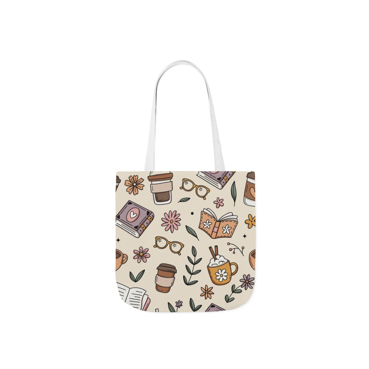 Canvas Tote Bag, Bookish Coffee Lover, Literary Shoulder Bag for Book Lovers, Large Grocery Tote, Eco-Friendly Book Tote, Library Book Bag