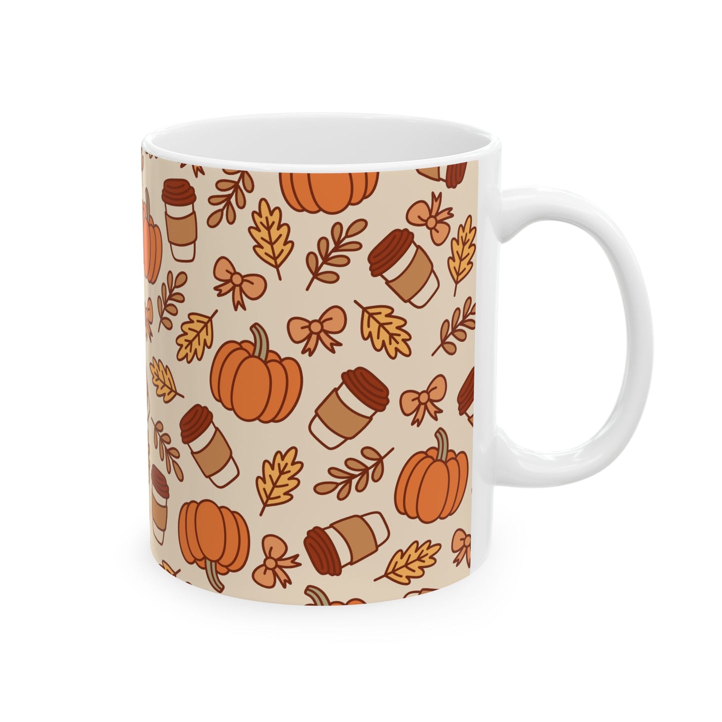 Autumn Vibes Ceramic Mug, Cute Fall Coffee Cup, Harvest Season Gift, Cozy Drinkware for Thanksgiving, Seasonal Home Decor