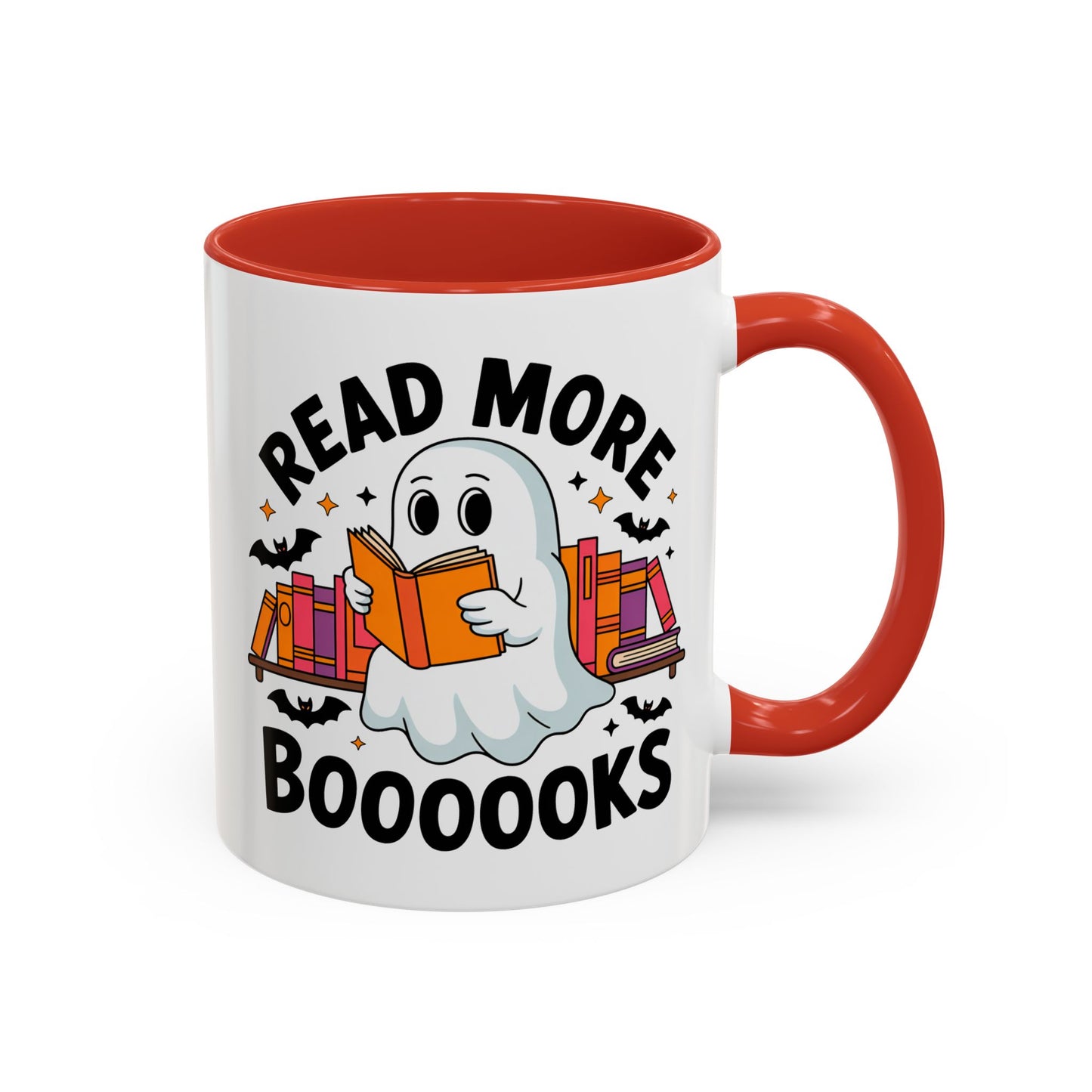 Bookshelf Ghost Coffee Mug - Perfect Halloween Gift for Book Lovers, Read More Booooks Mug, Unique Literature Coffee Cup