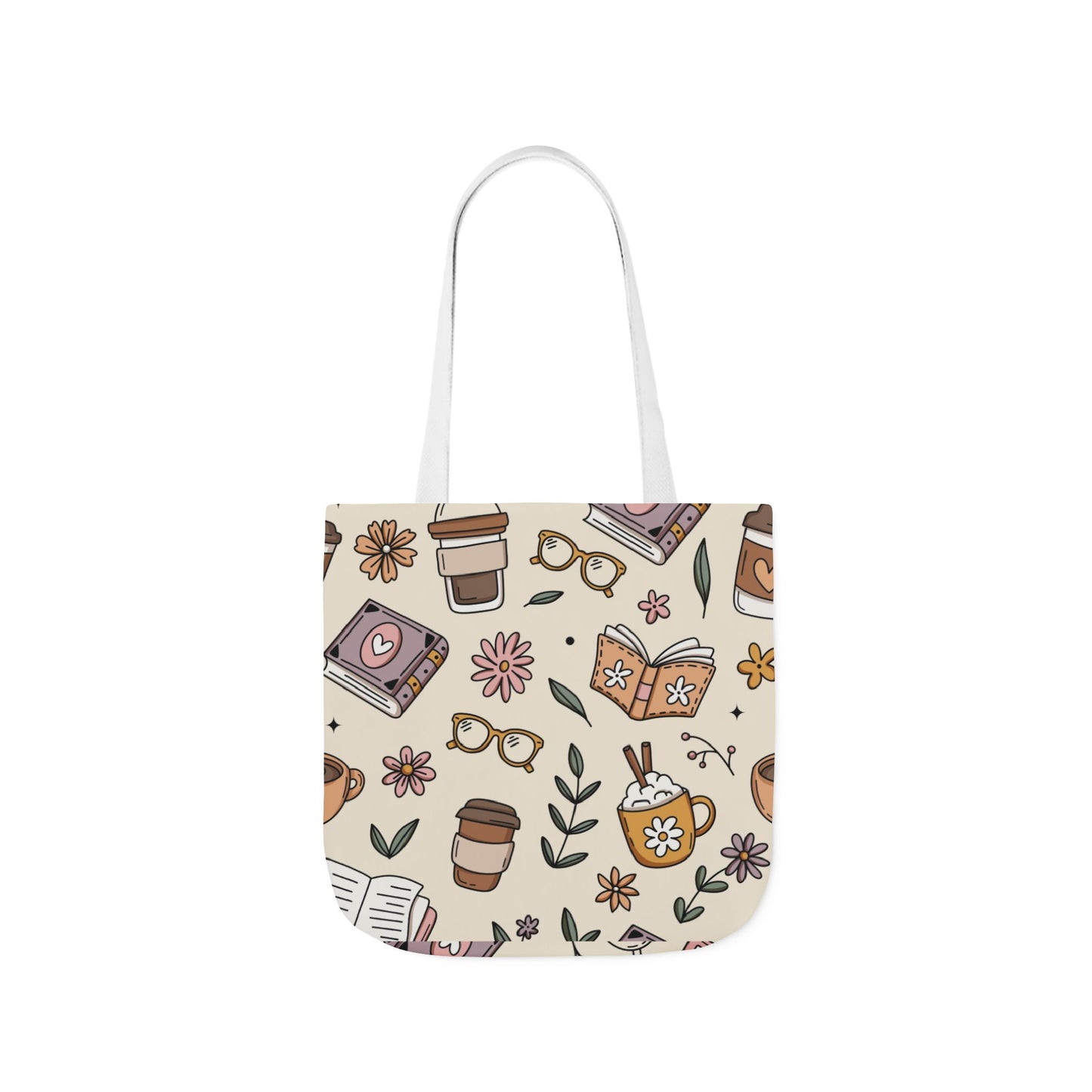 Canvas Tote Bag, Bookish Coffee Lover, Literary Shoulder Bag for Book Lovers, Large Grocery Tote, Eco-Friendly Book Tote, Library Book Bag