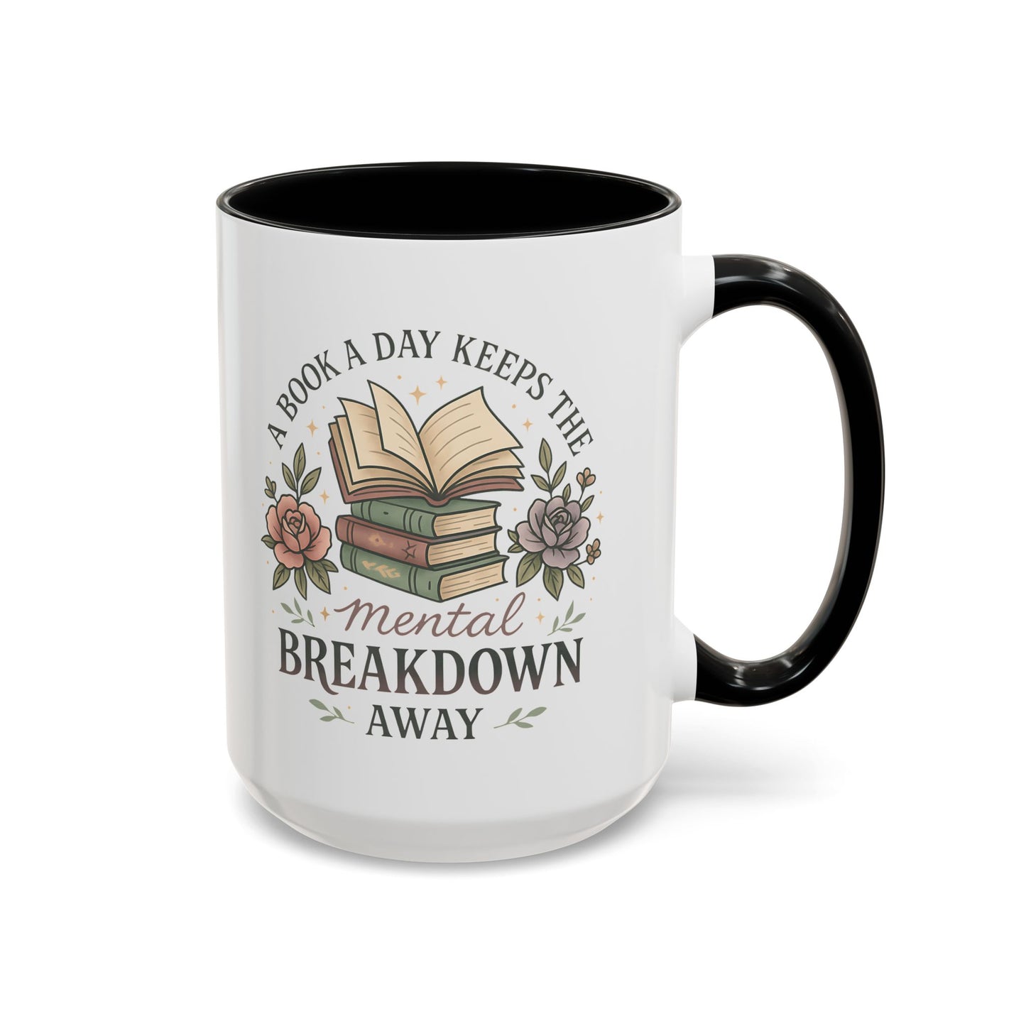 Book Lover's Accent Coffee Mug | Cozy Reading Gift | Personalized Mug | Floral Design | Perfect for Book Clubs, Birthdays, Holidays