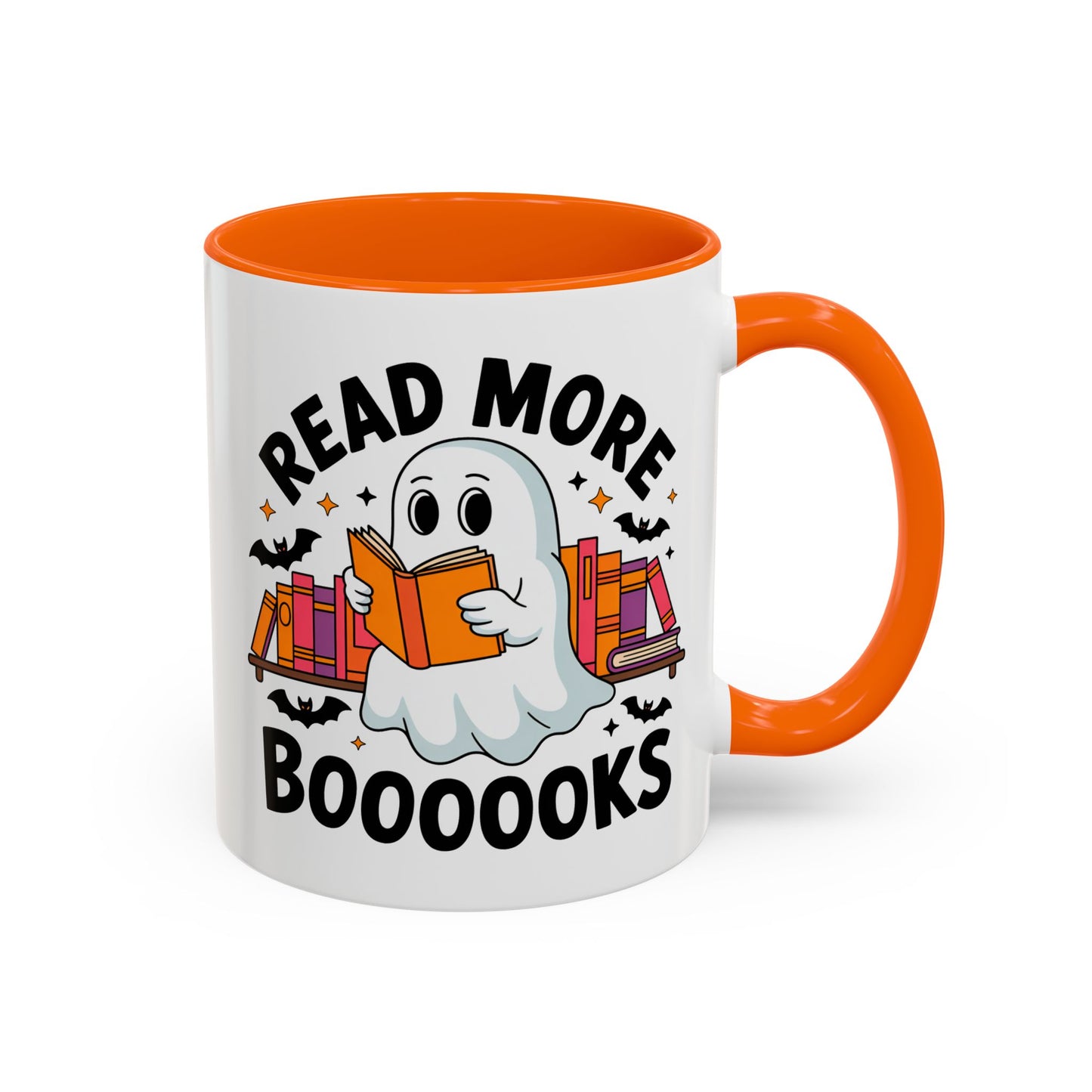Bookshelf Ghost Coffee Mug - Perfect Halloween Gift for Book Lovers, Read More Booooks Mug, Unique Literature Coffee Cup