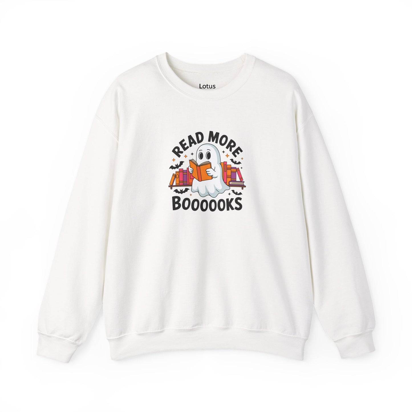 Cute Ghost Crewneck Sweatshirt, Read More Books, Cozy Halloween Gift, Book Lover Apparel, Spooky Season Clothing, Fun Fall Sweater