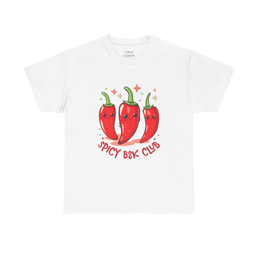 Spicy Book Club Unisex Heavy Cotton T-Shirt, Funny T-Shirt, Chili Pepper Shirt, Gift for Foodies, Casual Wear, Summer Fashion