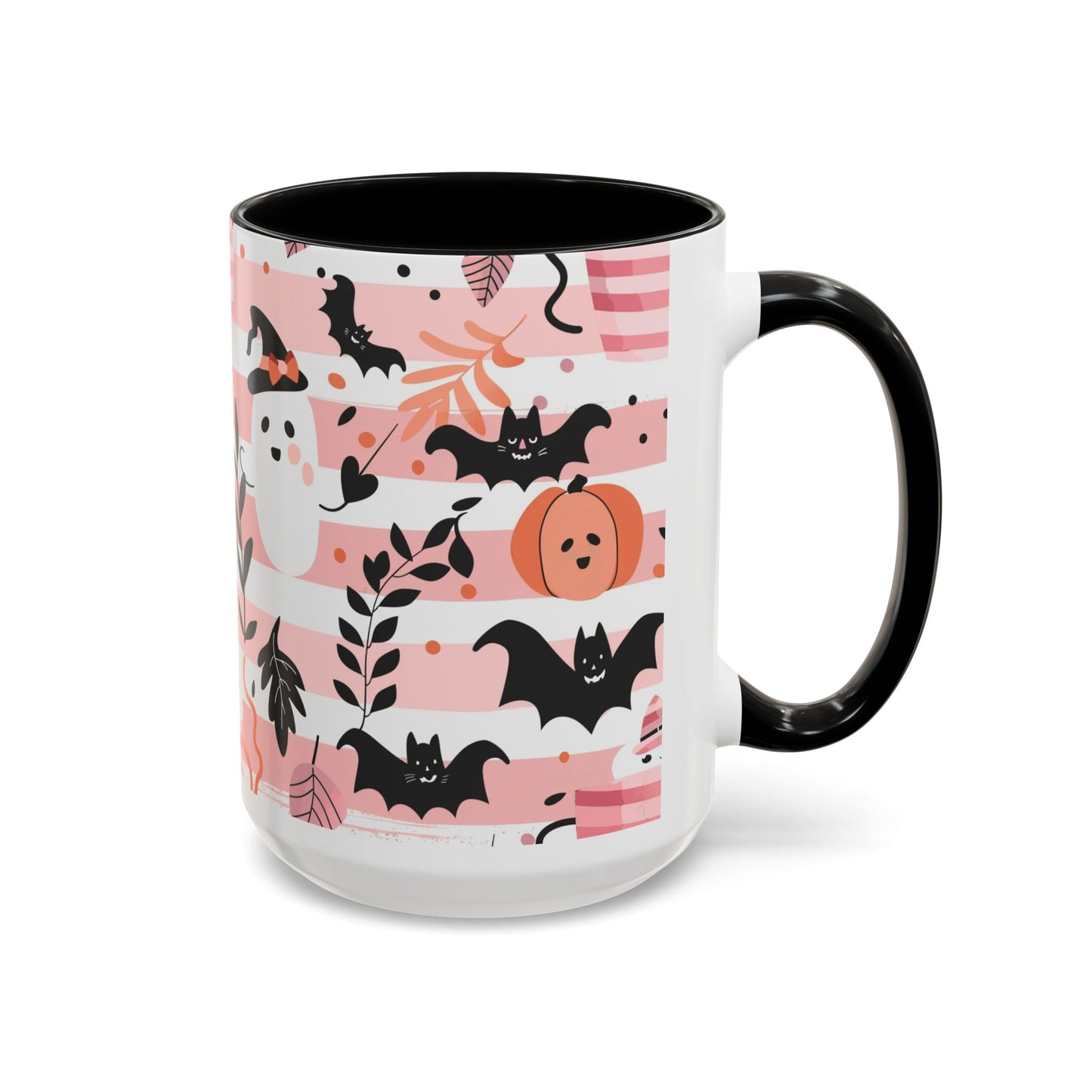 Cute Halloween Coffee Mug for Spooky Vibes, Ghosts & Bats, Ceramic Travel Mug for Fall, Halloween Decor, Gift for Coffee Lovers