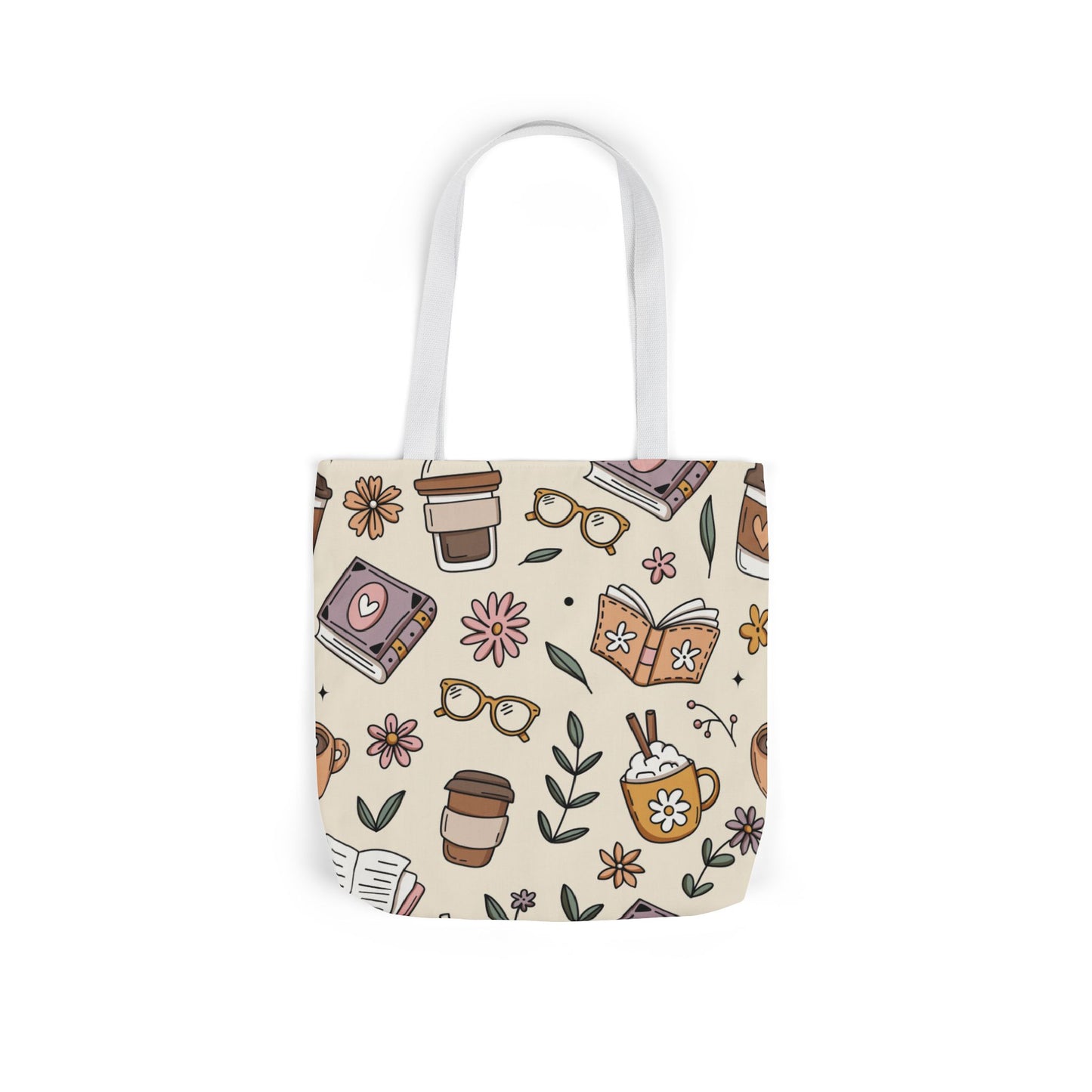 Canvas Tote Bag, Bookish Coffee Lover, Literary Shoulder Bag for Book Lovers, Large Grocery Tote, Eco-Friendly Book Tote, Library Book Bag