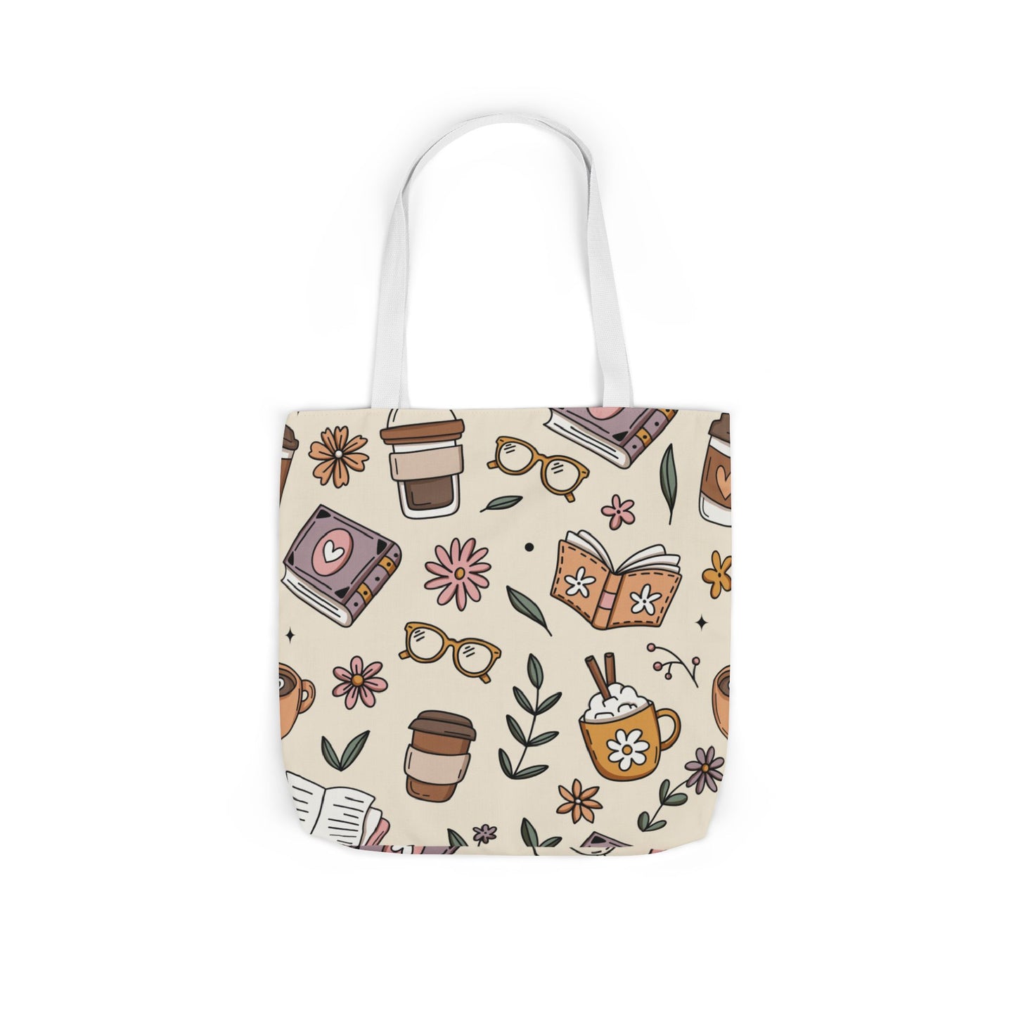 Canvas Tote Bag, Bookish Coffee Lover, Literary Shoulder Bag for Book Lovers, Large Grocery Tote, Eco-Friendly Book Tote, Library Book Bag