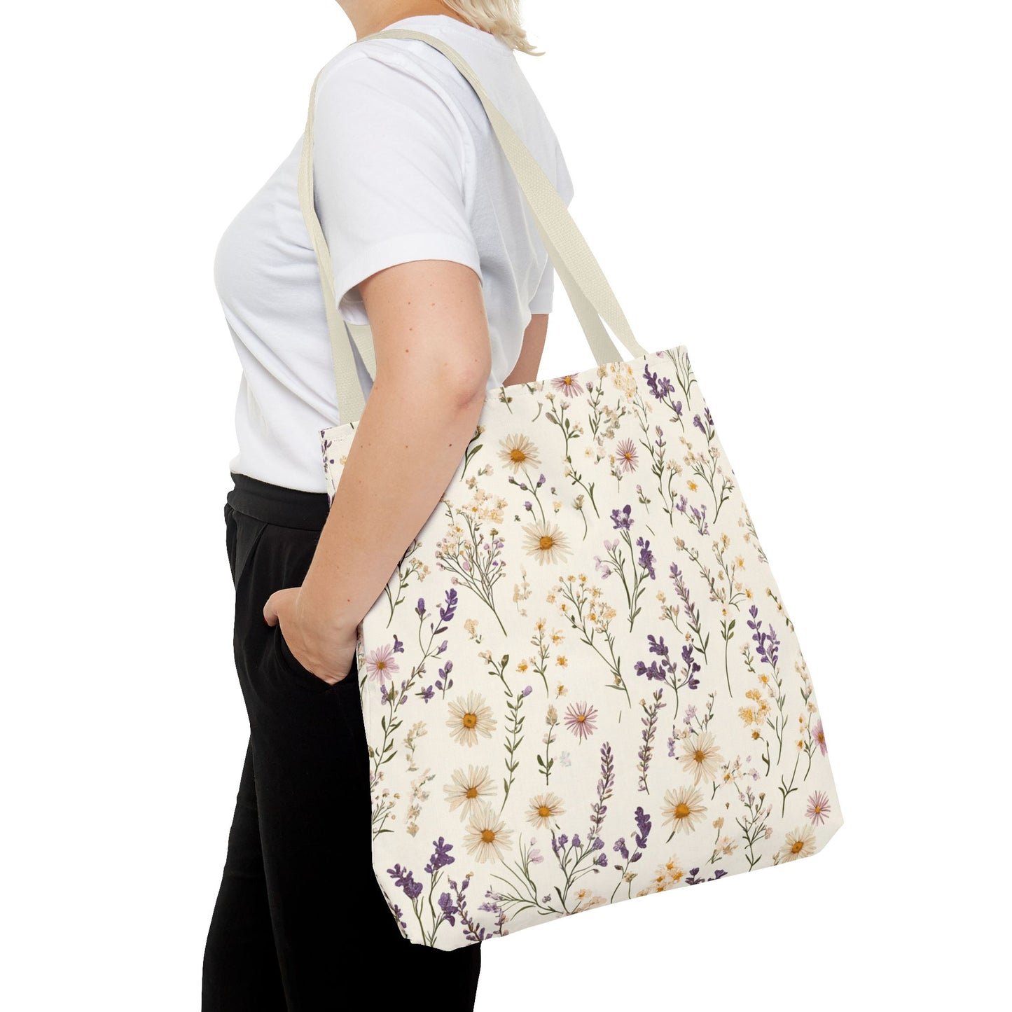Wildflower Tote Bag - Floral Print Carryall, Nature Lover Gift, Eco-Friendly Reusable Shopping Bag, Botanical Garden Tote, Boho Chic
