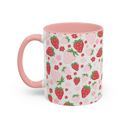 Strawberry Delight Coffee Mug, Cute Fruit Mug, Floral Mug, Eco-Friendly Gift, Kitchen Decor, Spring Aesthetic