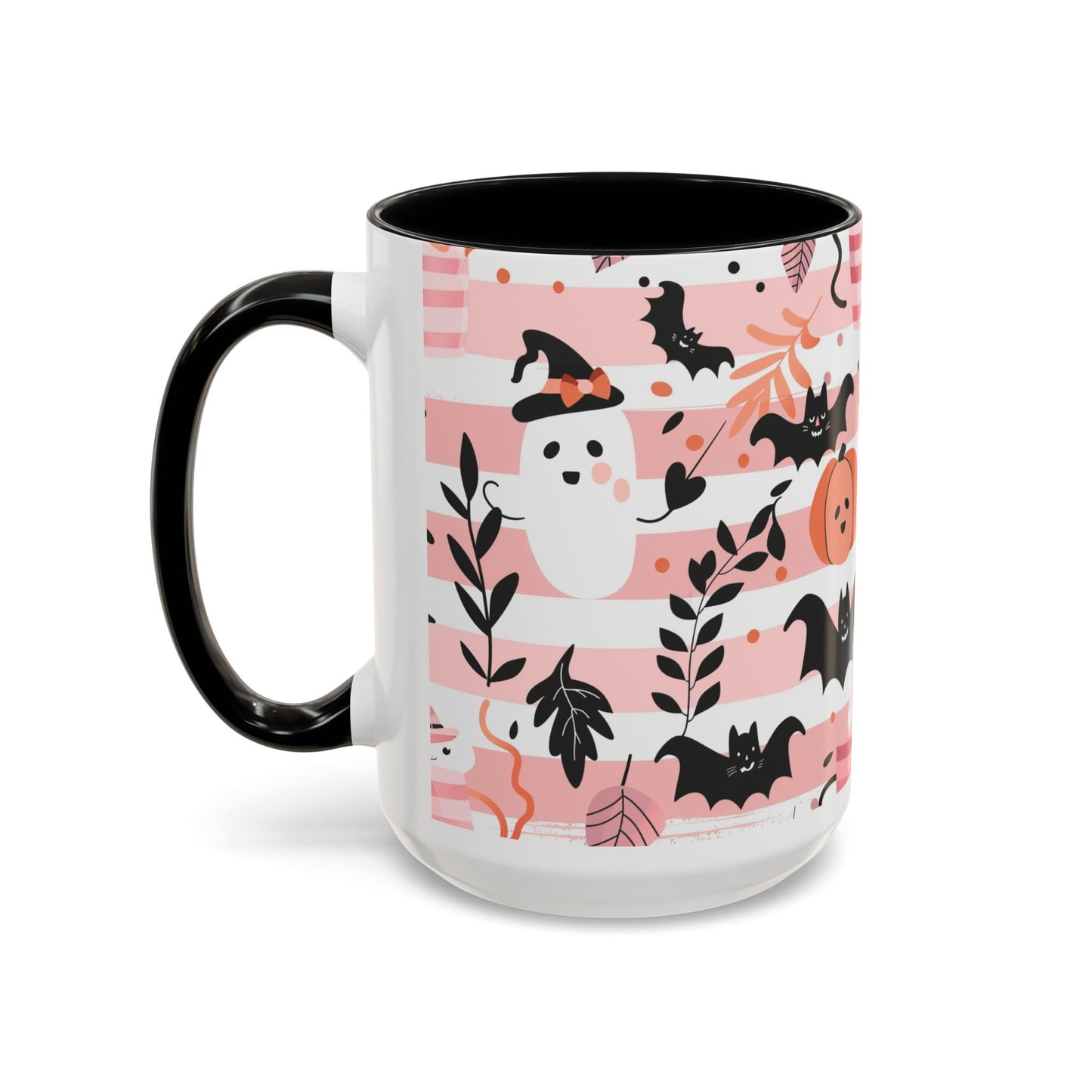 Cute Halloween Coffee Mug for Spooky Vibes, Ghosts & Bats, Ceramic Travel Mug for Fall, Halloween Decor, Gift for Coffee Lovers