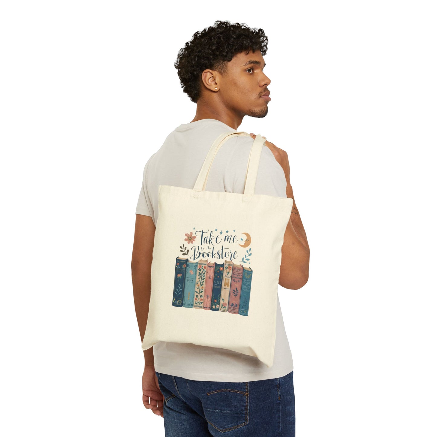 Bookstore Lover's Cotton Canvas Tote Bag, Eco-Friendly Grocery Bag, Gift for Readers, Library Bag, Cute Bookish Tote, Everyday Use
