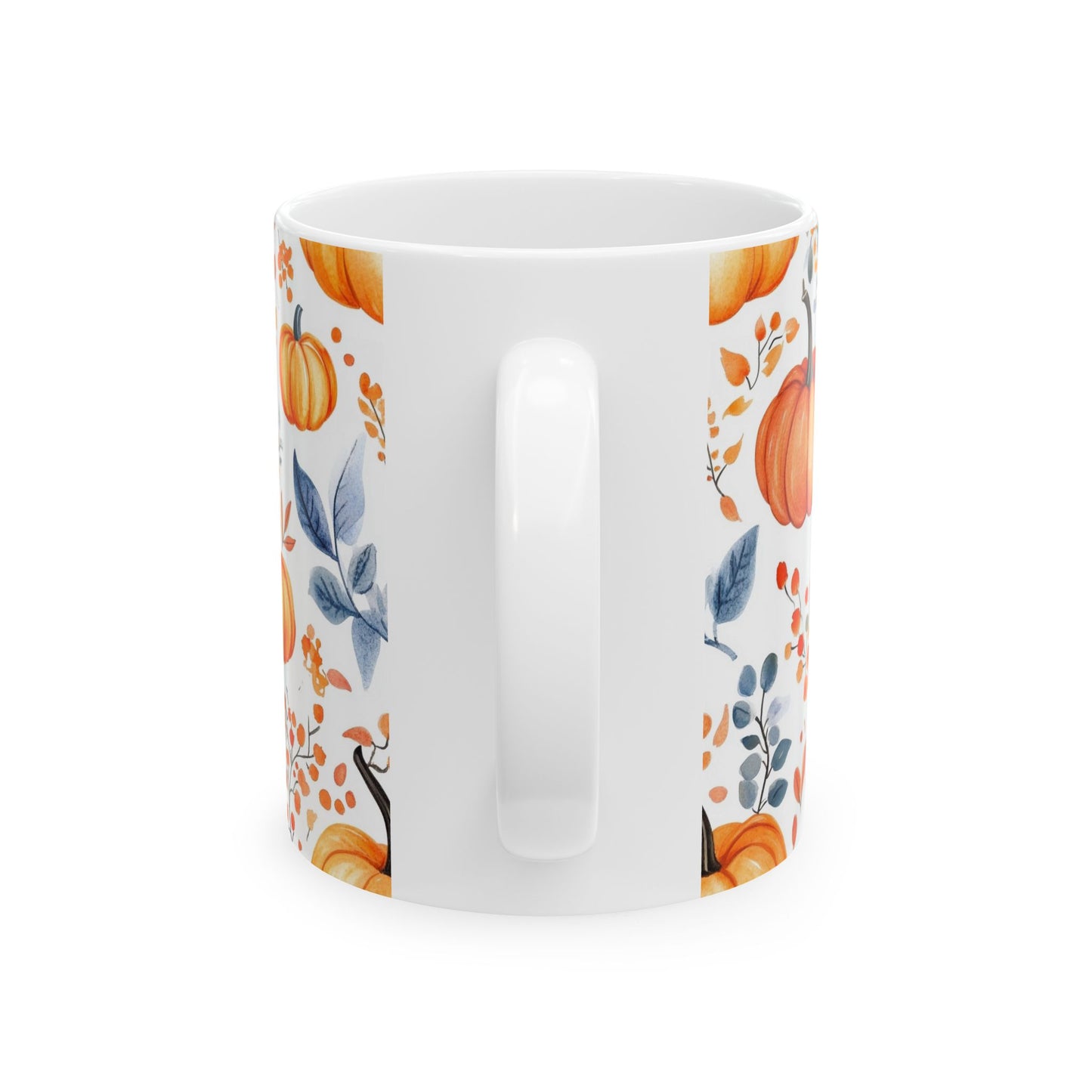 Autumn Floral Ceramic Mug, Cozy Coffee Cup for Fall Decor, Pumpkin Lover Gift, Thanksgiving Tableware, Hot Beverage Mug