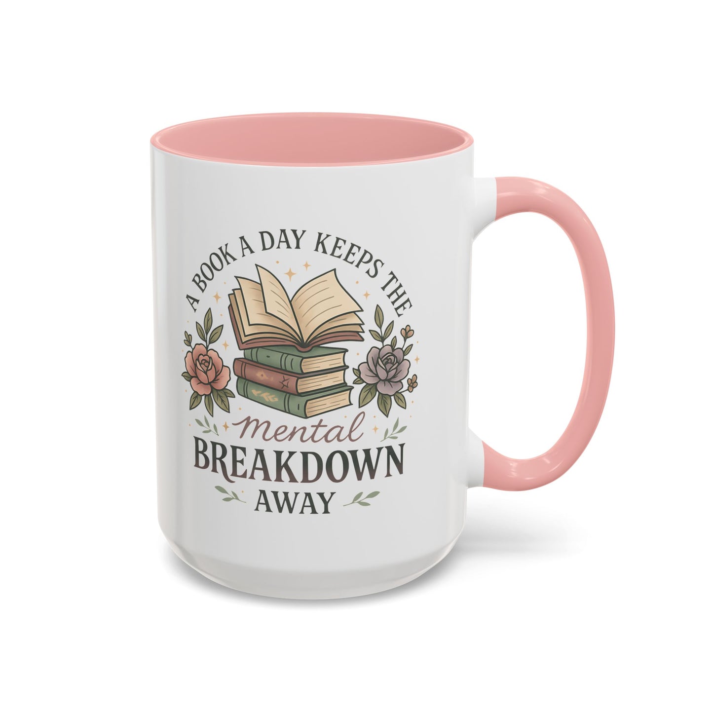 Book Lover's Accent Coffee Mug | Cozy Reading Gift | Personalized Mug | Floral Design | Perfect for Book Clubs, Birthdays, Holidays