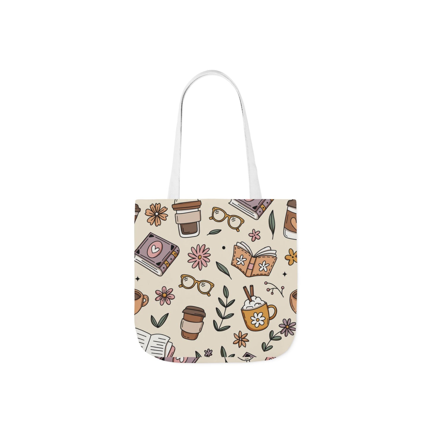 Canvas Tote Bag, Bookish Coffee Lover, Literary Shoulder Bag for Book Lovers, Large Grocery Tote, Eco-Friendly Book Tote, Library Book Bag