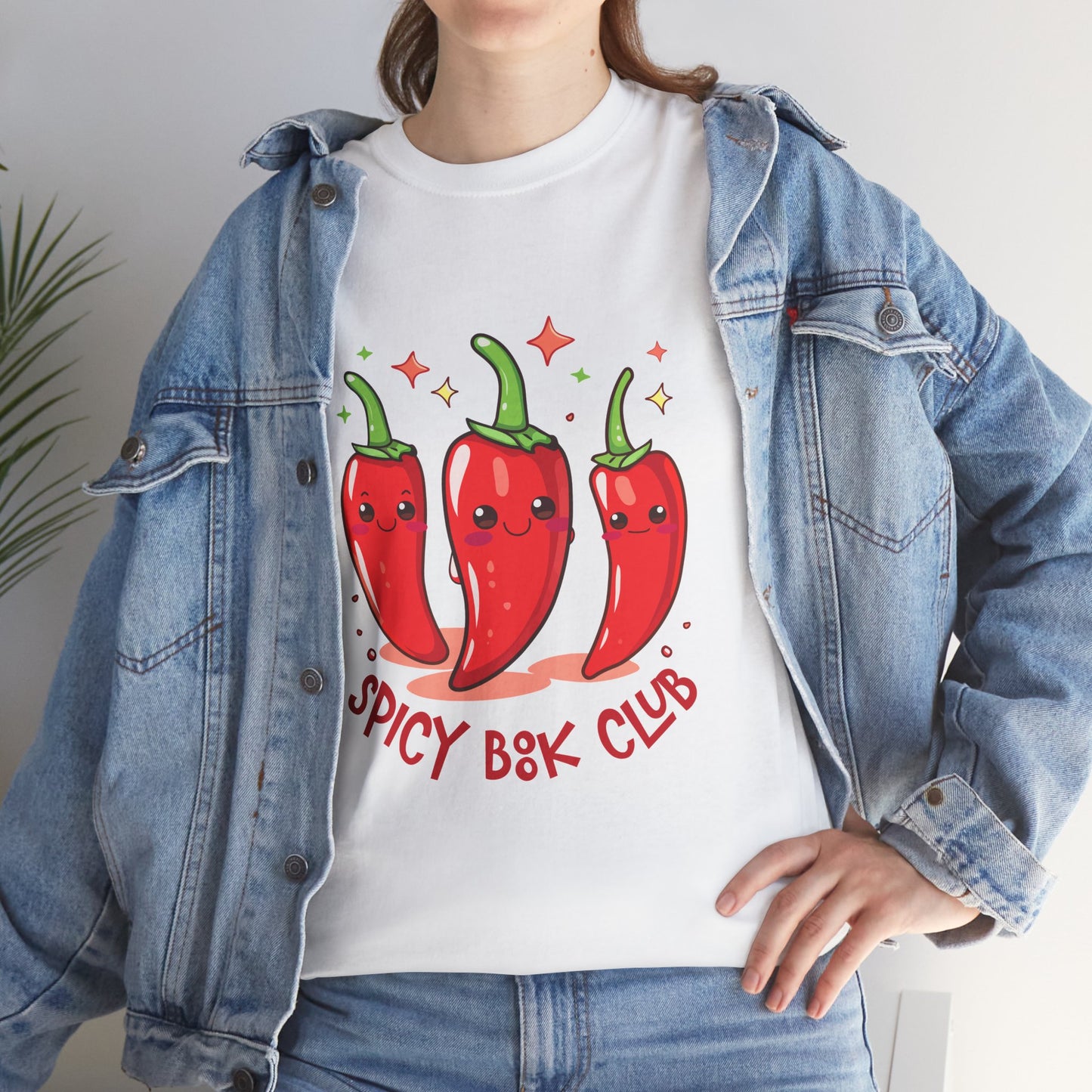 Spicy Book Club Unisex Heavy Cotton T-Shirt, Funny T-Shirt, Chili Pepper Shirt, Gift for Foodies, Casual Wear, Summer Fashion