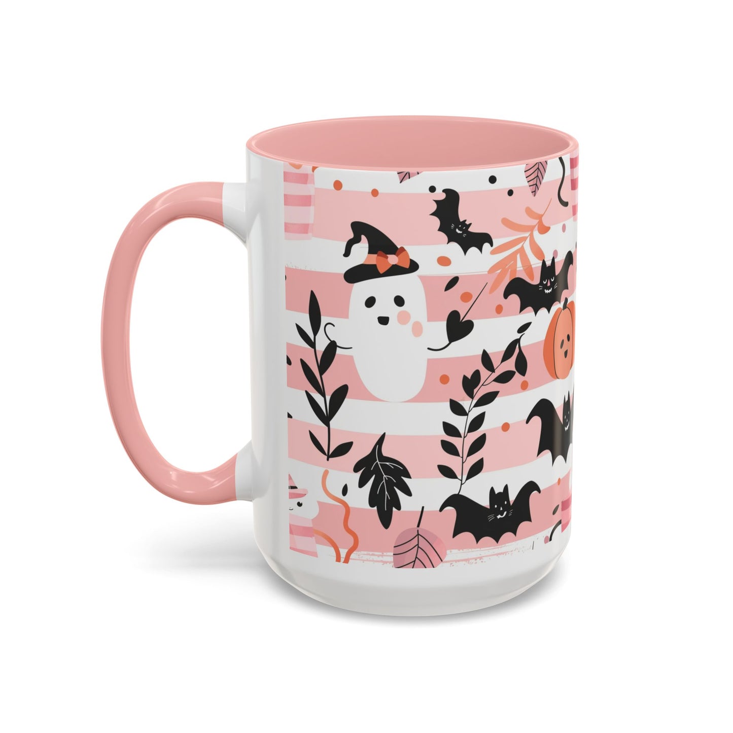 Cute Halloween Coffee Mug for Spooky Vibes, Ghosts & Bats, Ceramic Travel Mug for Fall, Halloween Decor, Gift for Coffee Lovers