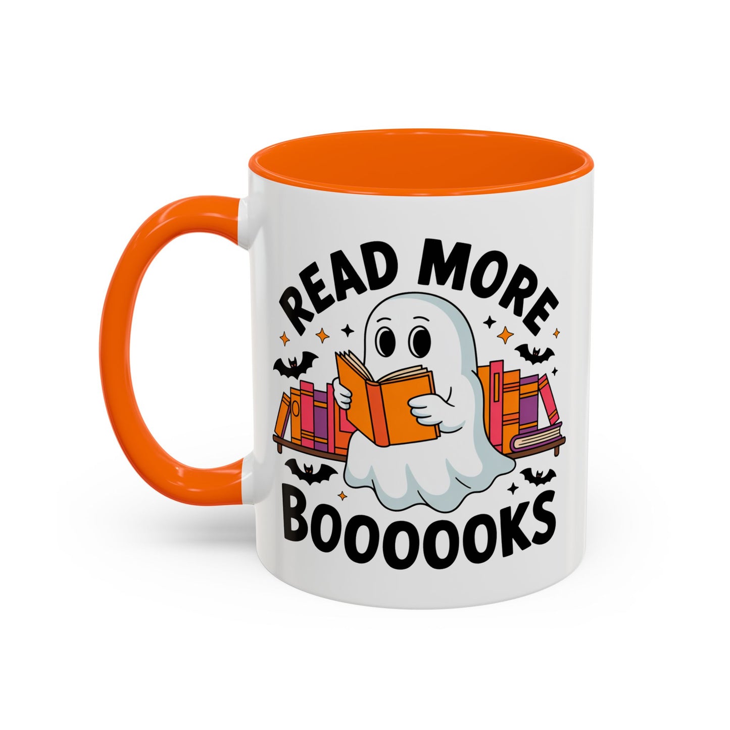 Bookshelf Ghost Coffee Mug - Perfect Halloween Gift for Book Lovers, Read More Booooks Mug, Unique Literature Coffee Cup