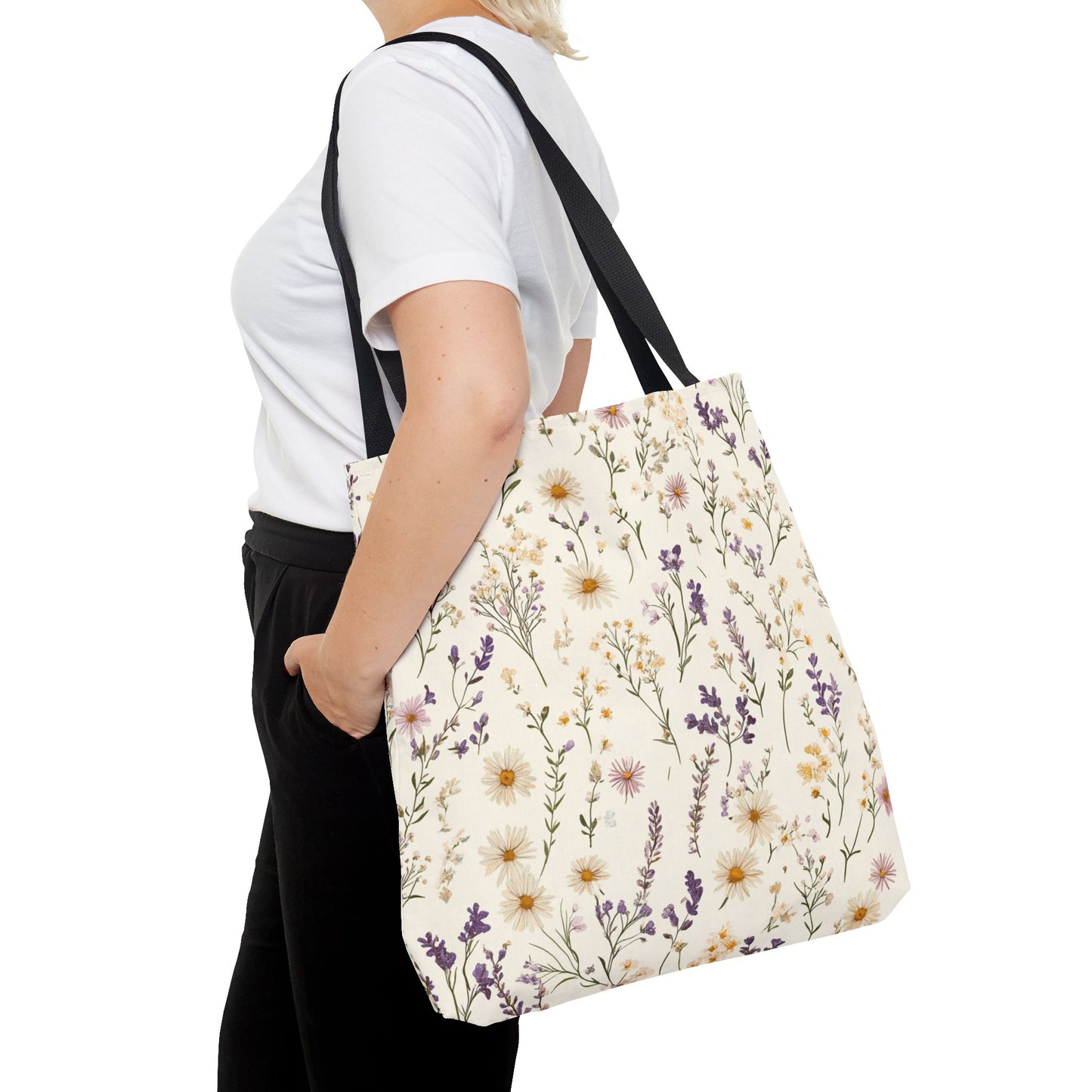 Wildflower Tote Bag - Floral Print Carryall, Nature Lover Gift, Eco-Friendly Reusable Shopping Bag, Botanical Garden Tote, Boho Chic
