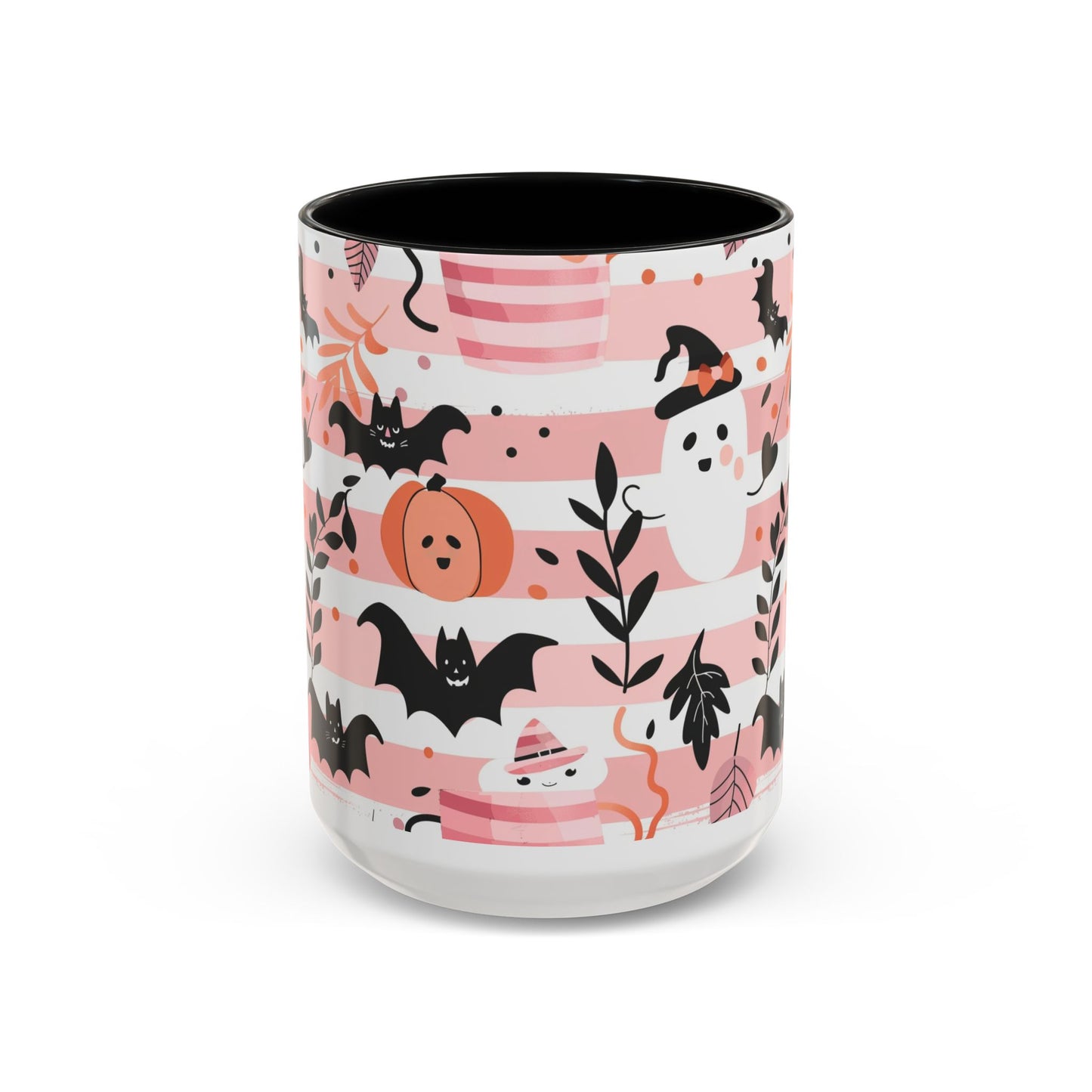 Cute Halloween Coffee Mug for Spooky Vibes, Ghosts & Bats, Ceramic Travel Mug for Fall, Halloween Decor, Gift for Coffee Lovers