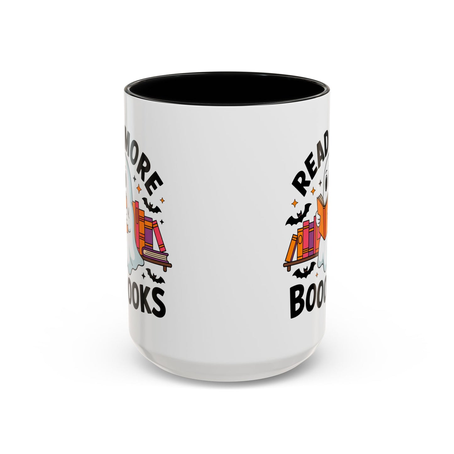 Bookshelf Ghost Coffee Mug - Perfect Halloween Gift for Book Lovers, Read More Booooks Mug, Unique Literature Coffee Cup
