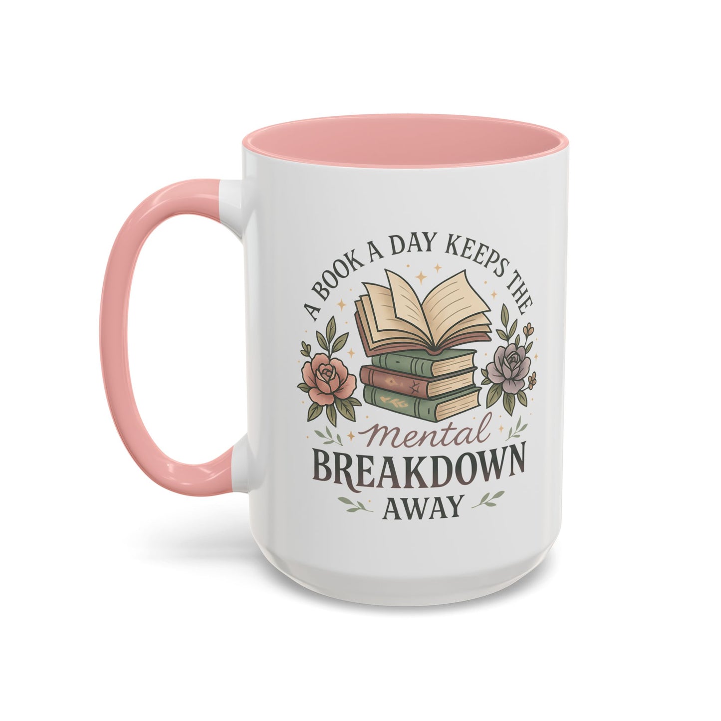 Book Lover's Accent Coffee Mug | Cozy Reading Gift | Personalized Mug | Floral Design | Perfect for Book Clubs, Birthdays, Holidays