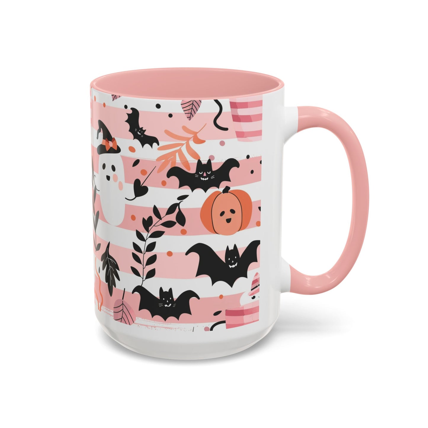 Cute Halloween Coffee Mug for Spooky Vibes, Ghosts & Bats, Ceramic Travel Mug for Fall, Halloween Decor, Gift for Coffee Lovers