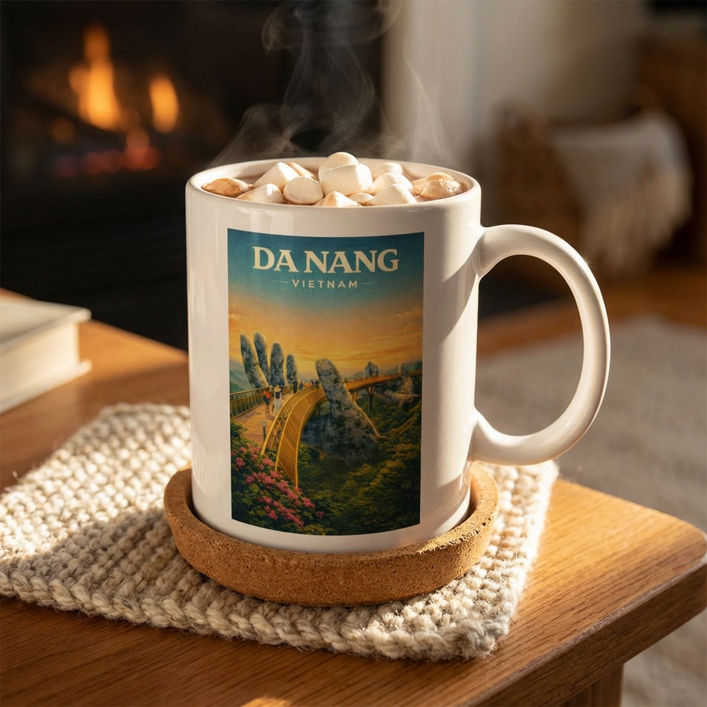Da Nang Vietnam Ceramic Mug, Golden Bridge Mug, Vietnam Travel Gift