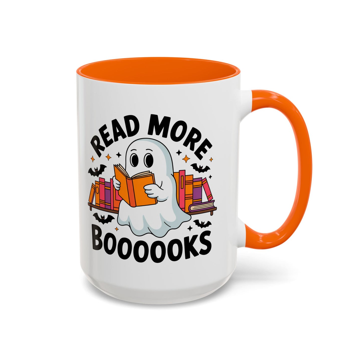 Bookshelf Ghost Coffee Mug - Perfect Halloween Gift for Book Lovers, Read More Booooks Mug, Unique Literature Coffee Cup
