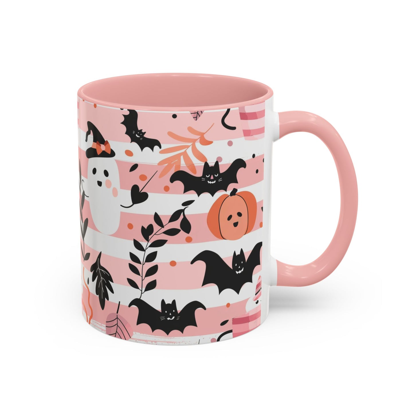 Cute Halloween Coffee Mug for Spooky Vibes, Ghosts & Bats, Ceramic Travel Mug for Fall, Halloween Decor, Gift for Coffee Lovers