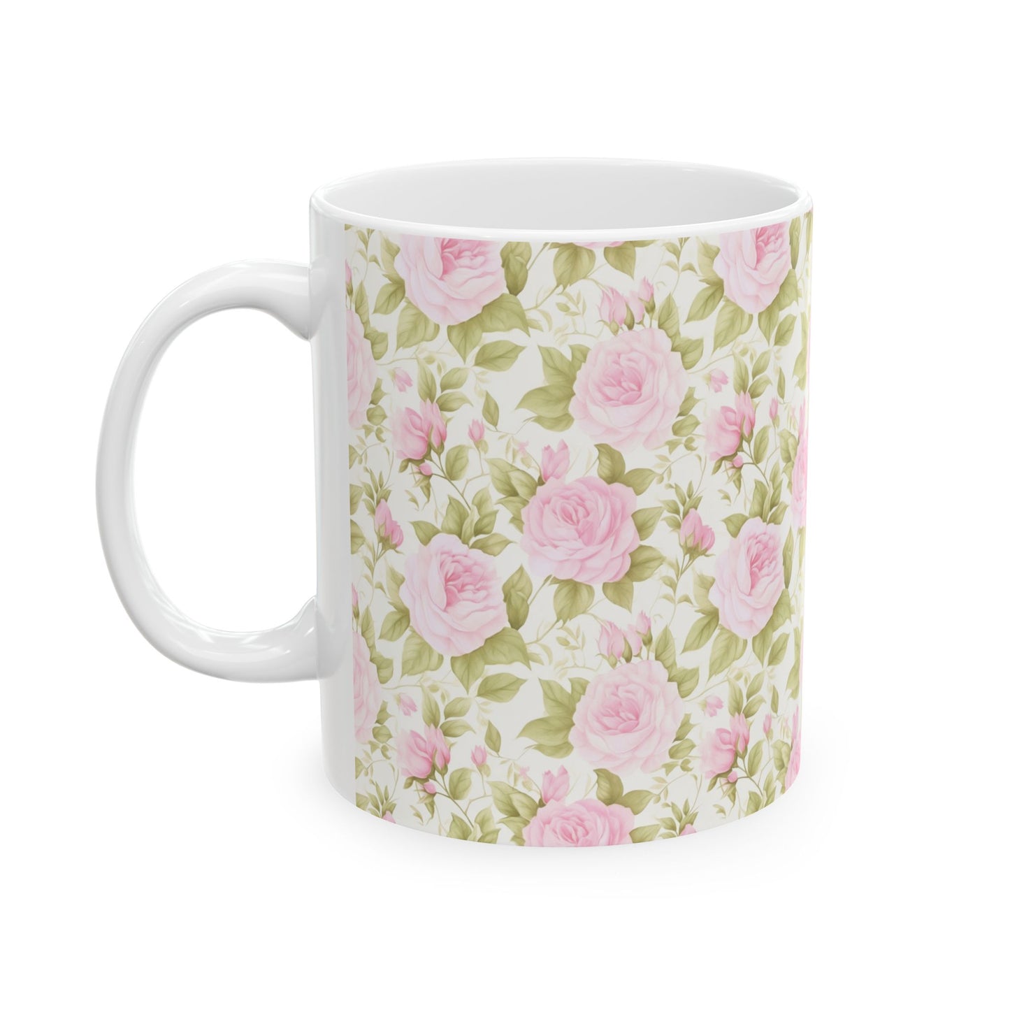 Charming Floral Ceramic Mug, Pink Rose Design, Gift for Her, Tea or Coffee Lover, Home Decor, Mother's Day, Birthday