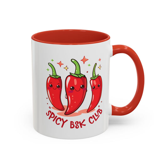 Spicy Book Club Mug, Fun Coffee Cup, Vibrant Gift for Readers, Cute Kitchen Decor, Hot Pepper Design, Funny Drinkware