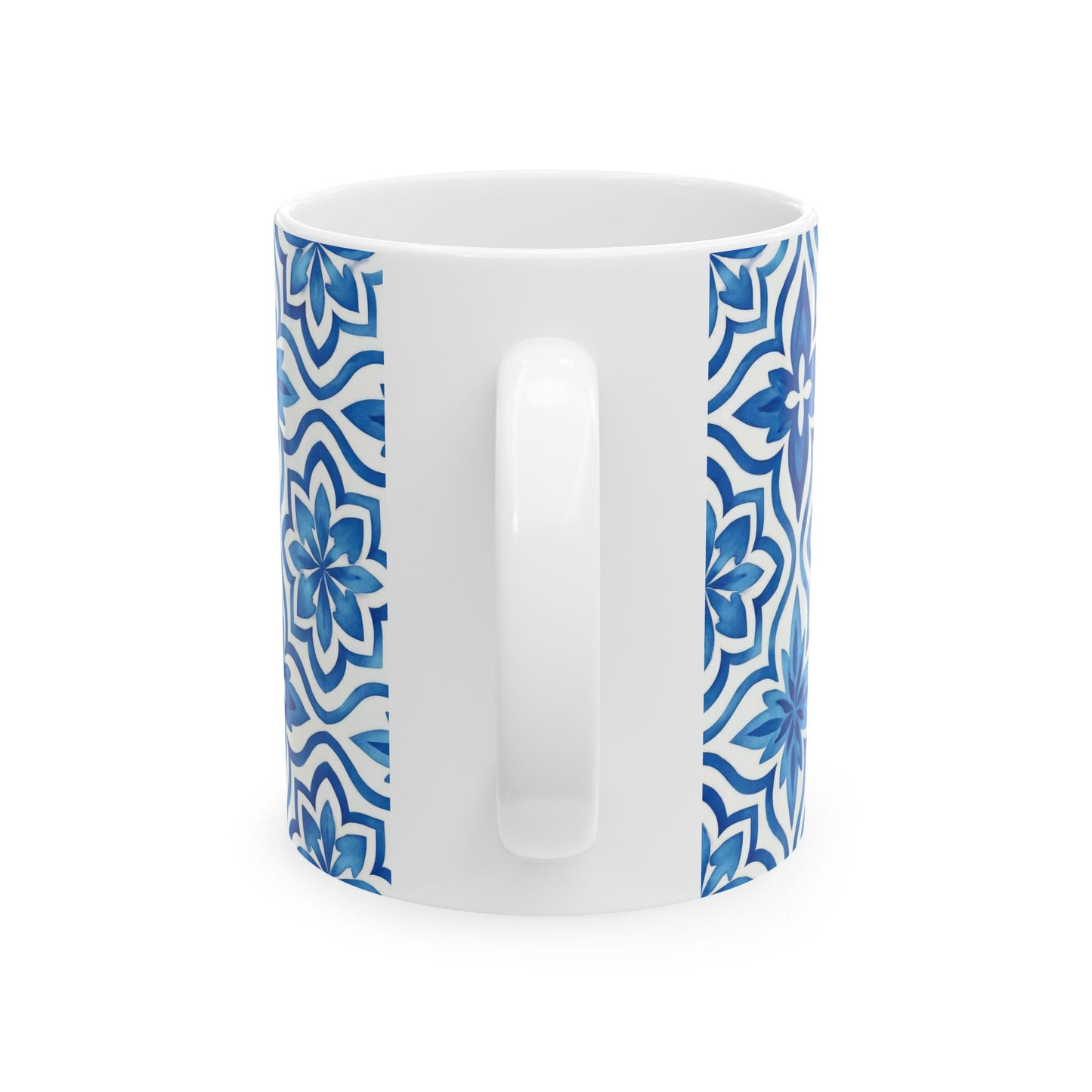Blue Floral Pattern Ceramic Mug - Stylish Coffee Cup for Home, Office, Gifts, Housewarming, Tea Lovers, Birthday
