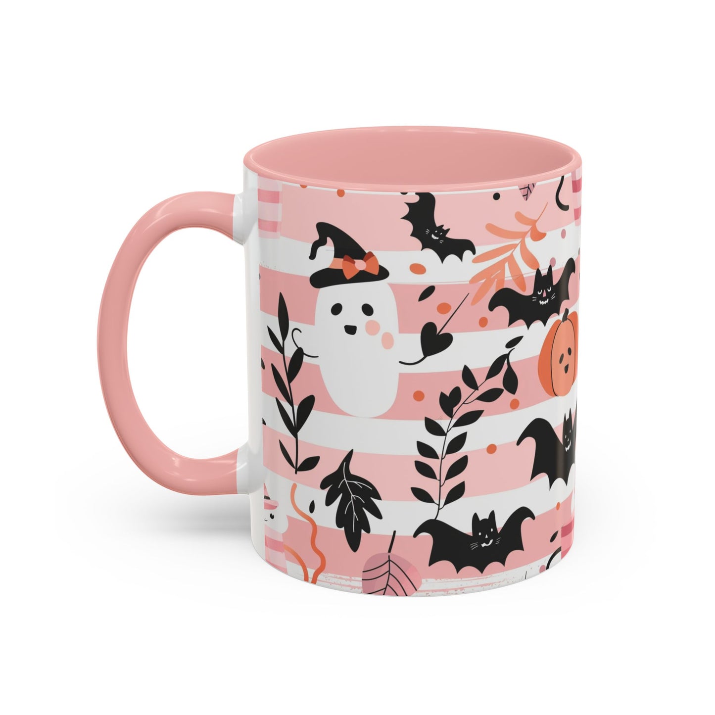 Cute Halloween Coffee Mug for Spooky Vibes, Ghosts & Bats, Ceramic Travel Mug for Fall, Halloween Decor, Gift for Coffee Lovers