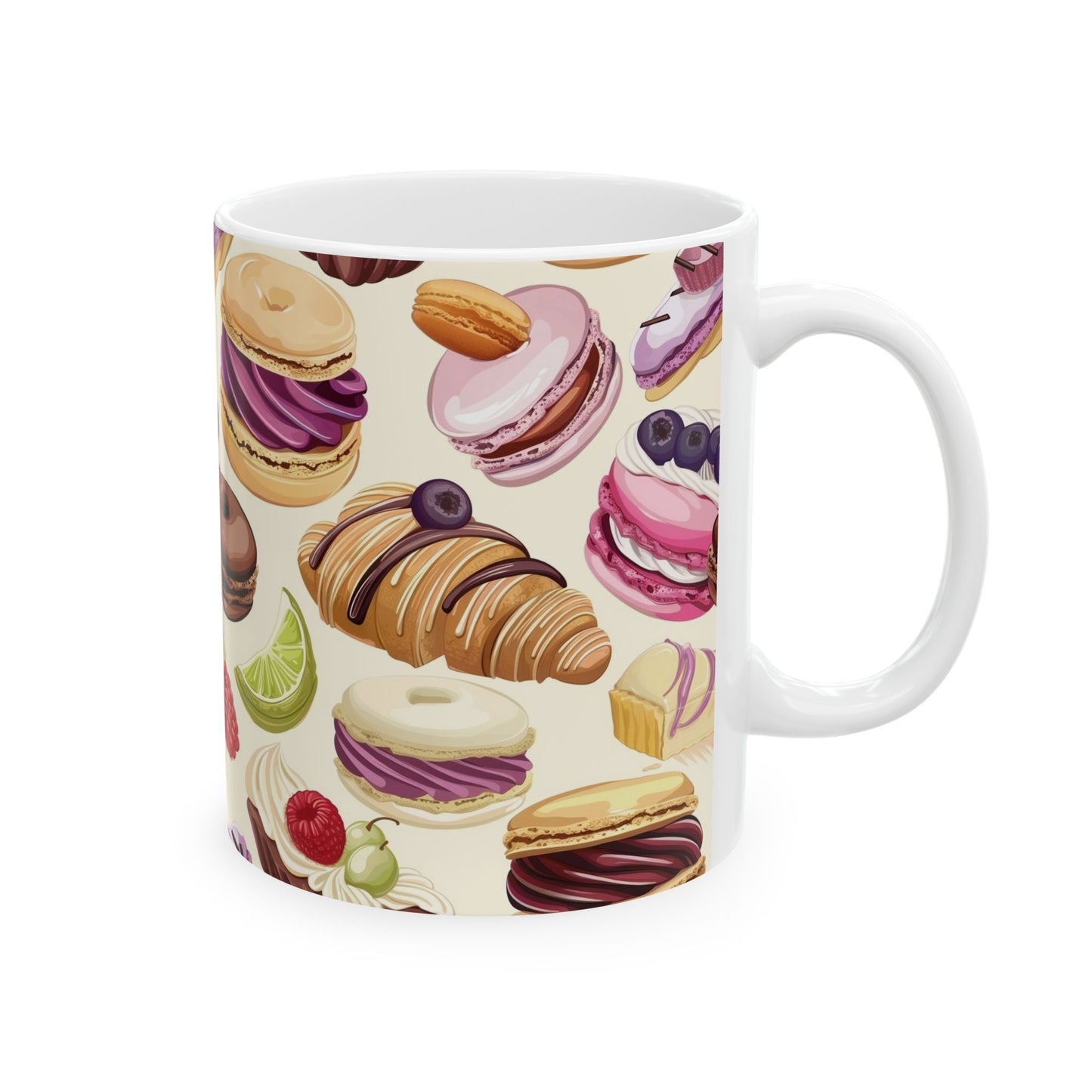 Whimsical Dessert Ceramic Mug - Sweet Treats for Coffee Lovers, Gifts for Pastry Fans, Birthday, Tea Time, Kitchen Decor