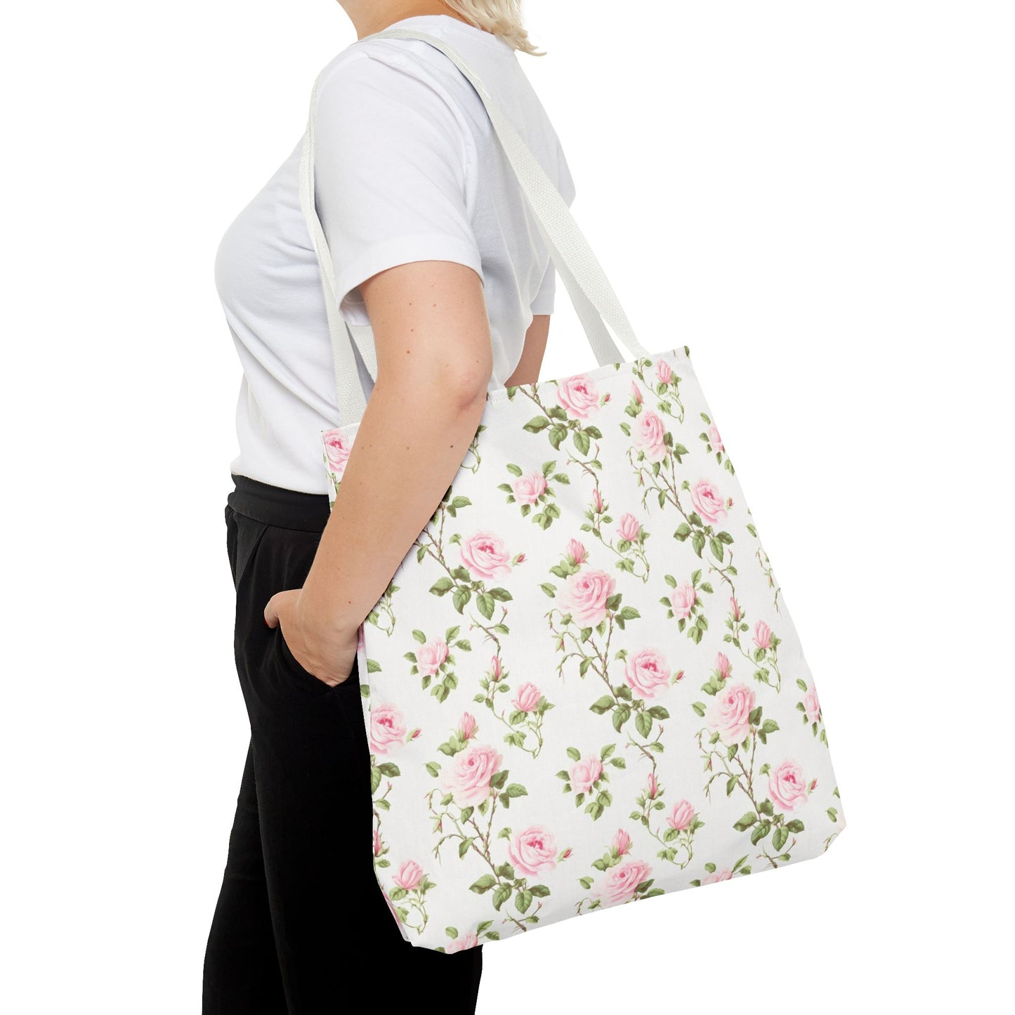 Floral Tote Bag - Chic Rose Pattern, Everyday Shopper, Eco-Friendly Gift, Mother's Day, Spring Picnic, Beach Accessory