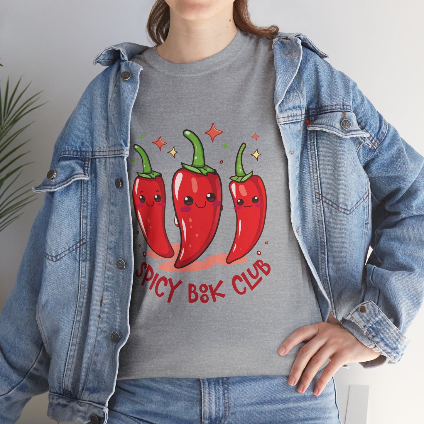 Spicy Book Club Unisex Heavy Cotton T-Shirt, Funny T-Shirt, Chili Pepper Shirt, Gift for Foodies, Casual Wear, Summer Fashion