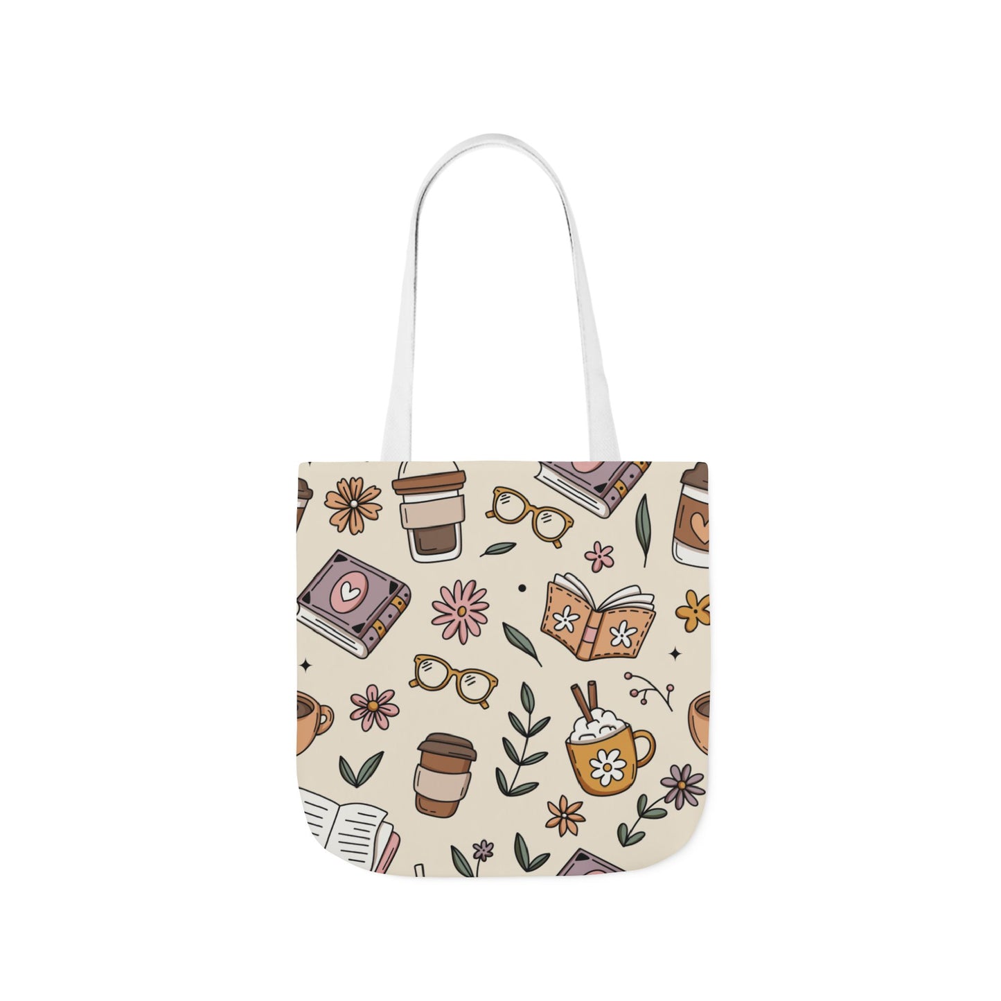 Canvas Tote Bag, Bookish Coffee Lover, Literary Shoulder Bag for Book Lovers, Large Grocery Tote, Eco-Friendly Book Tote, Library Book Bag