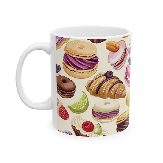 Whimsical Dessert Ceramic Mug - Sweet Treats for Coffee Lovers, Gifts for Pastry Fans, Birthday, Tea Time, Kitchen Decor