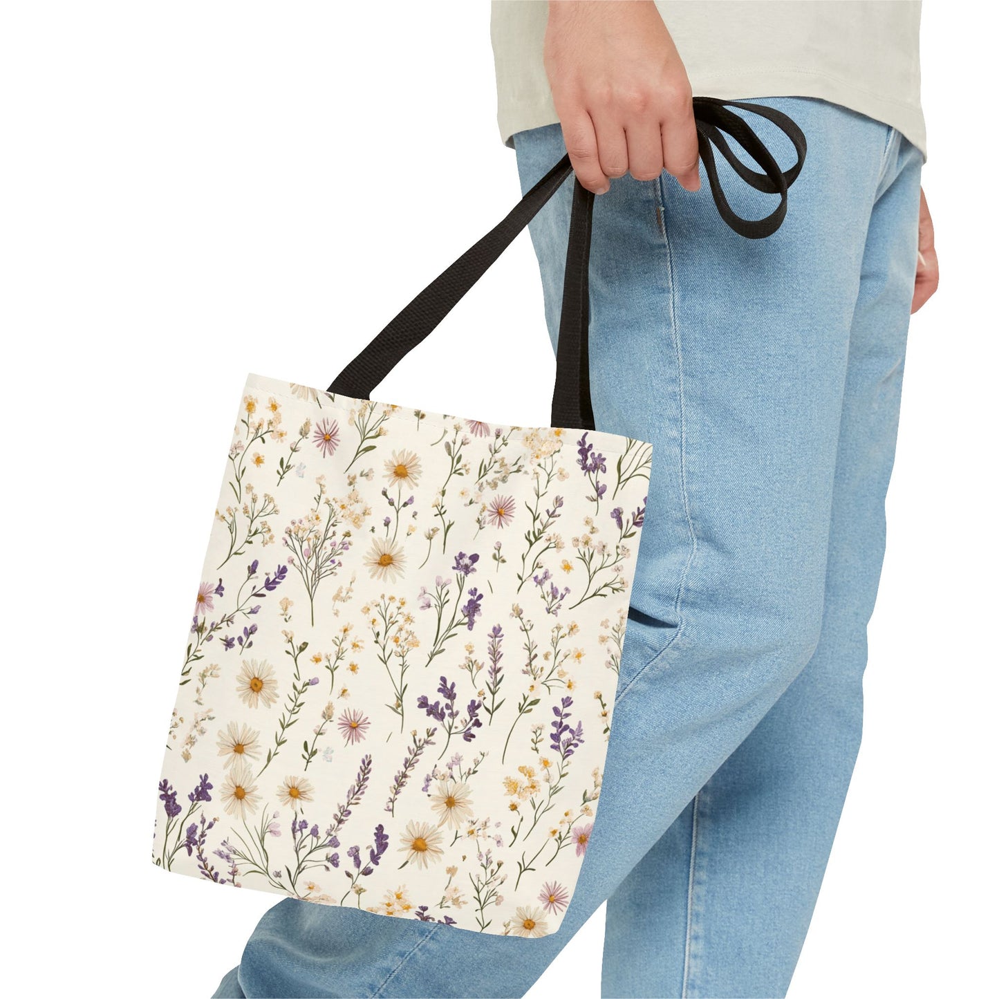 Wildflower Tote Bag - Floral Print Carryall, Nature Lover Gift, Eco-Friendly Reusable Shopping Bag, Botanical Garden Tote, Boho Chic