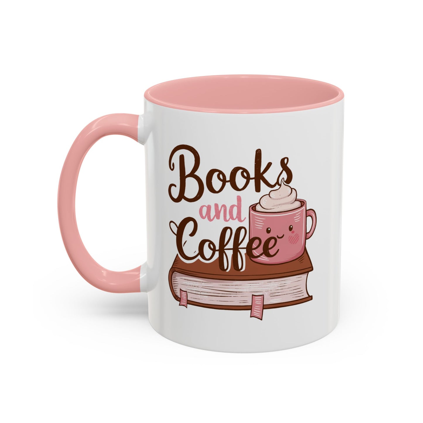 Books and Coffee Accent Mug - Cozy Gift for Book Lovers, Cute Coffee Cup, Reading Accessories, Literary Theme, Perfect for Holidays
