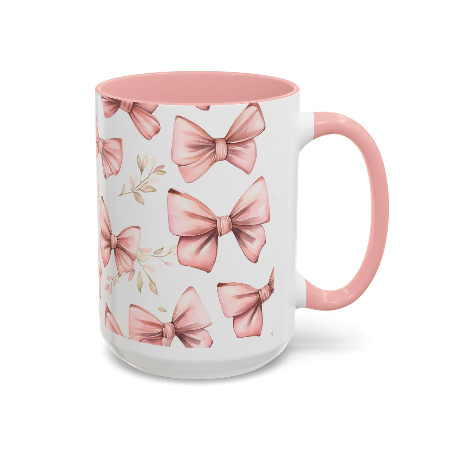 Pink Bows Coffee Mug, Blush Pink Mug, Boho Kitchen Decor, Boho Chic Mug, Bohemian Mug, Gift for Coffee Lover