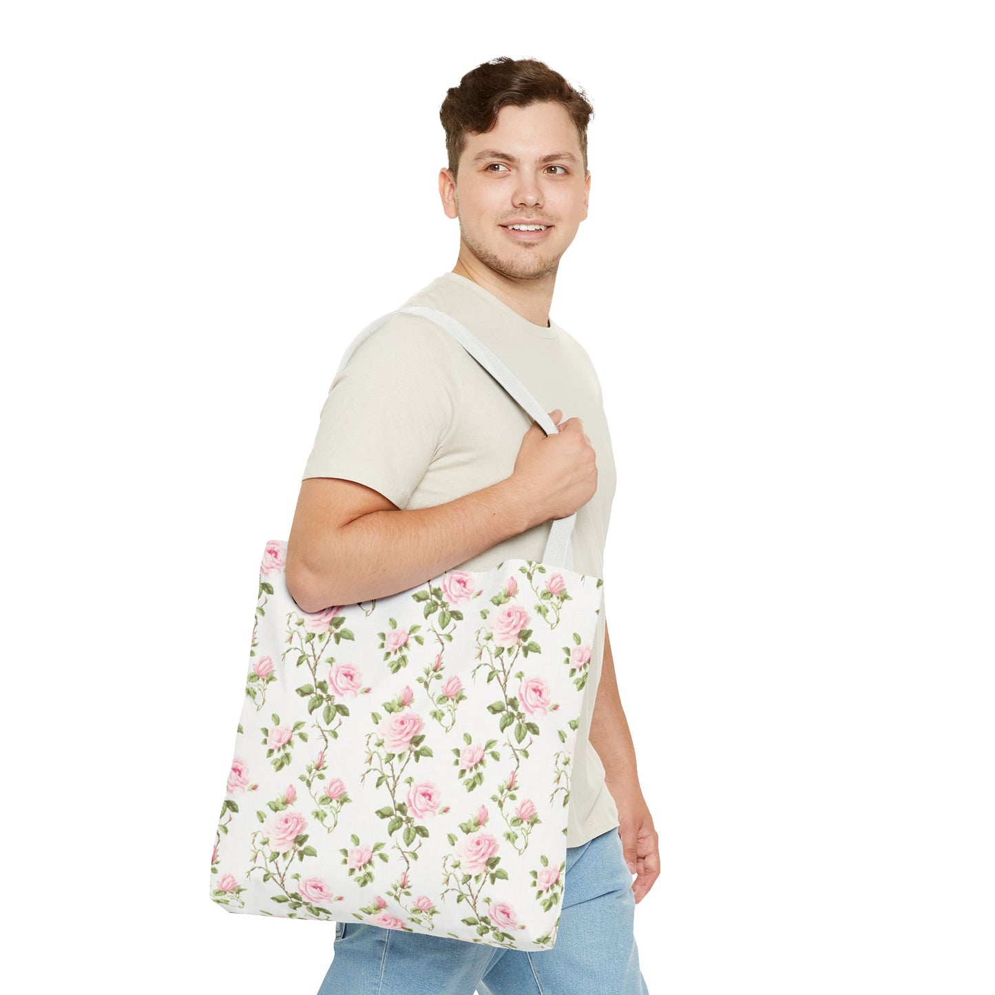 Floral Tote Bag - Chic Rose Pattern, Everyday Shopper, Eco-Friendly Gift, Mother's Day, Spring Picnic, Beach Accessory