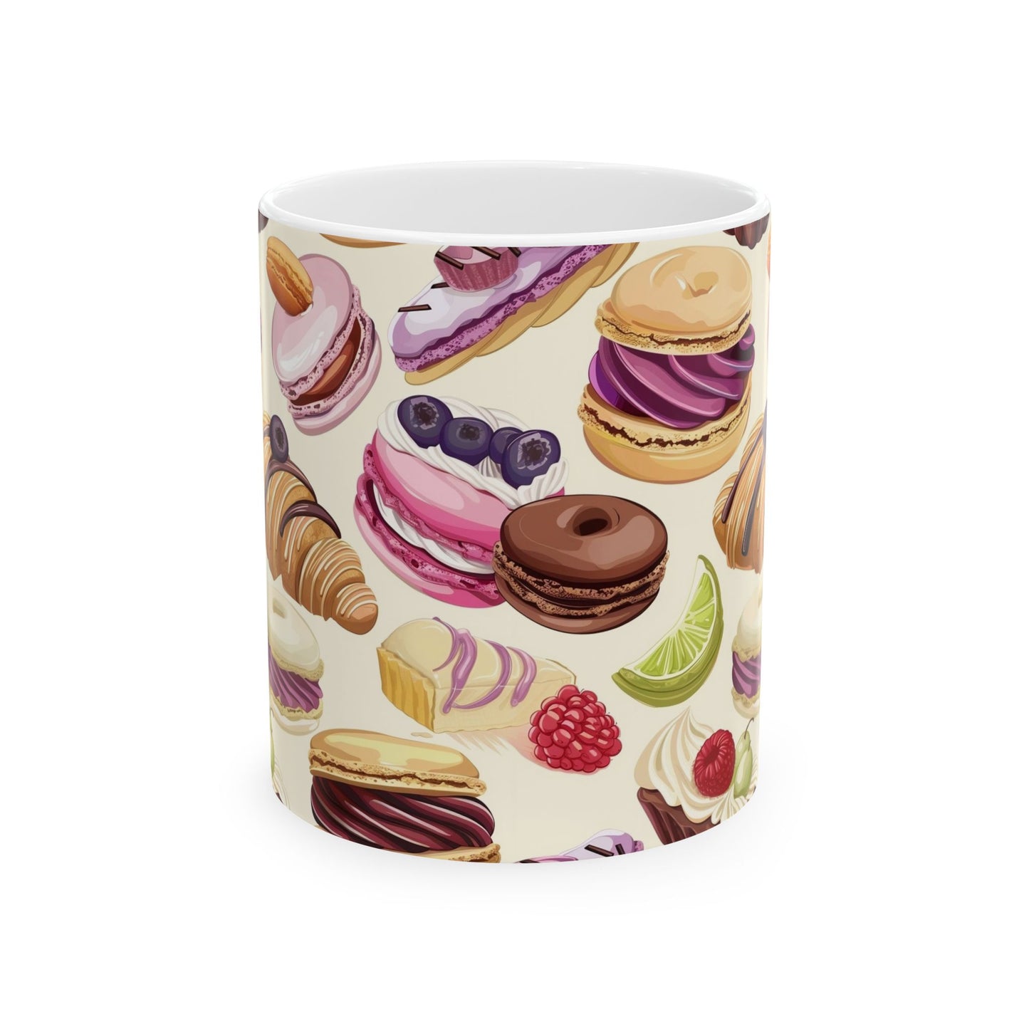 Whimsical Dessert Ceramic Mug - Sweet Treats for Coffee Lovers, Gifts for Pastry Fans, Birthday, Tea Time, Kitchen Decor