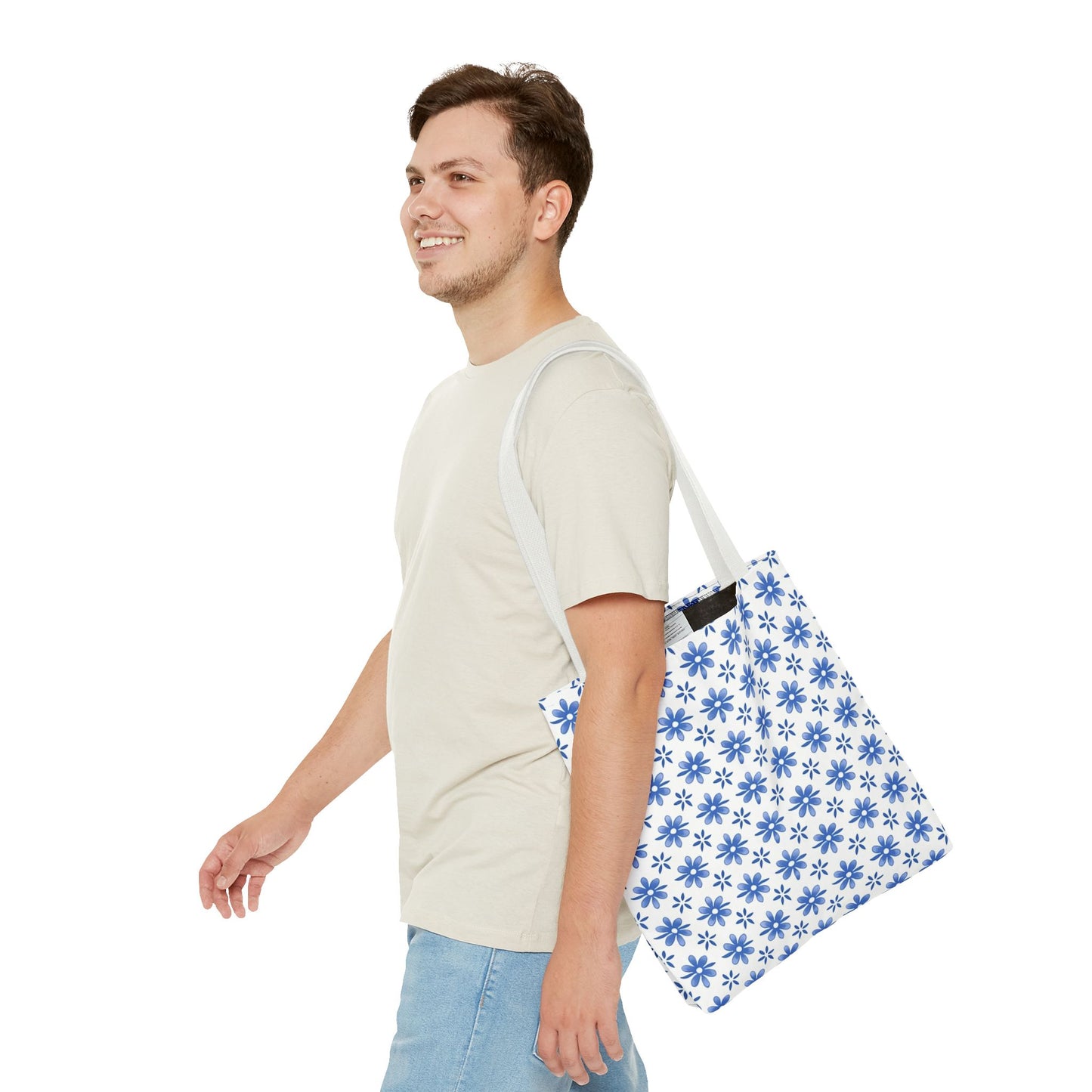 Charming Floral Tote Bag | Elegant Blue Flower Design, Perfect for Everyday Use, Beach Outings, Shopping, Gifts, Eco-Friendly