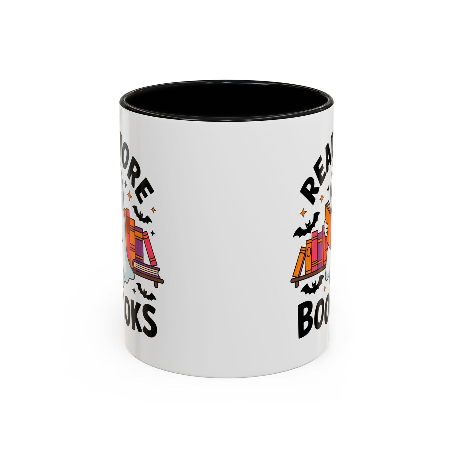 Bookshelf Ghost Coffee Mug - Perfect Halloween Gift for Book Lovers, Read More Booooks Mug, Unique Literature Coffee Cup