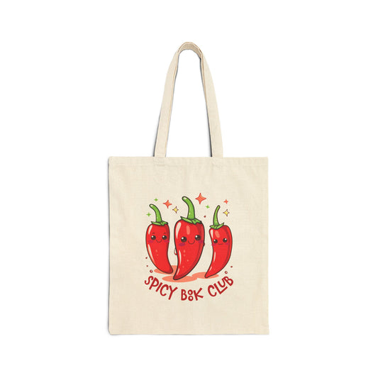 Spicy Book Club Tote Bag | Eco-Friendly Cotton Canvas, Cute Gift for Book Lovers, Literary Tote, Bookish Bag, Reading Accessory