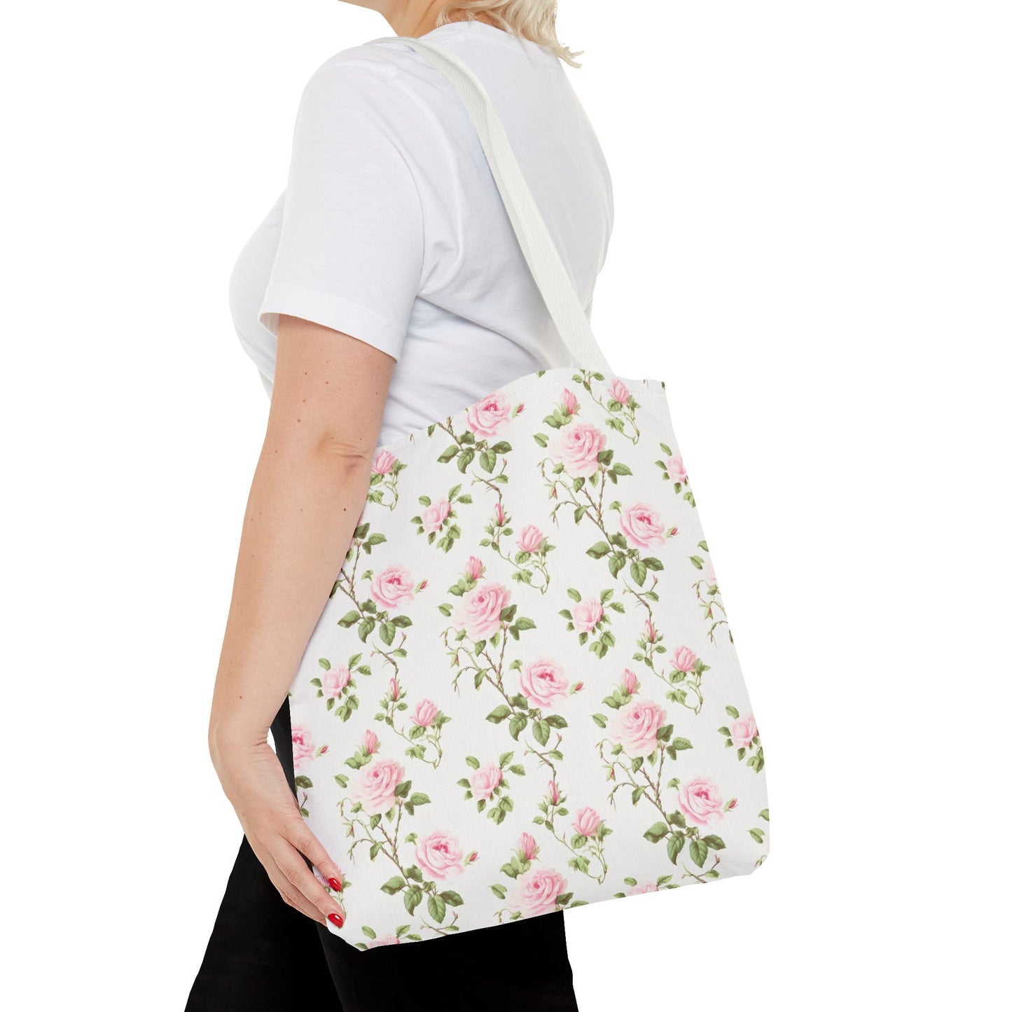 Floral Tote Bag - Chic Rose Pattern, Everyday Shopper, Eco-Friendly Gift, Mother's Day, Spring Picnic, Beach Accessory