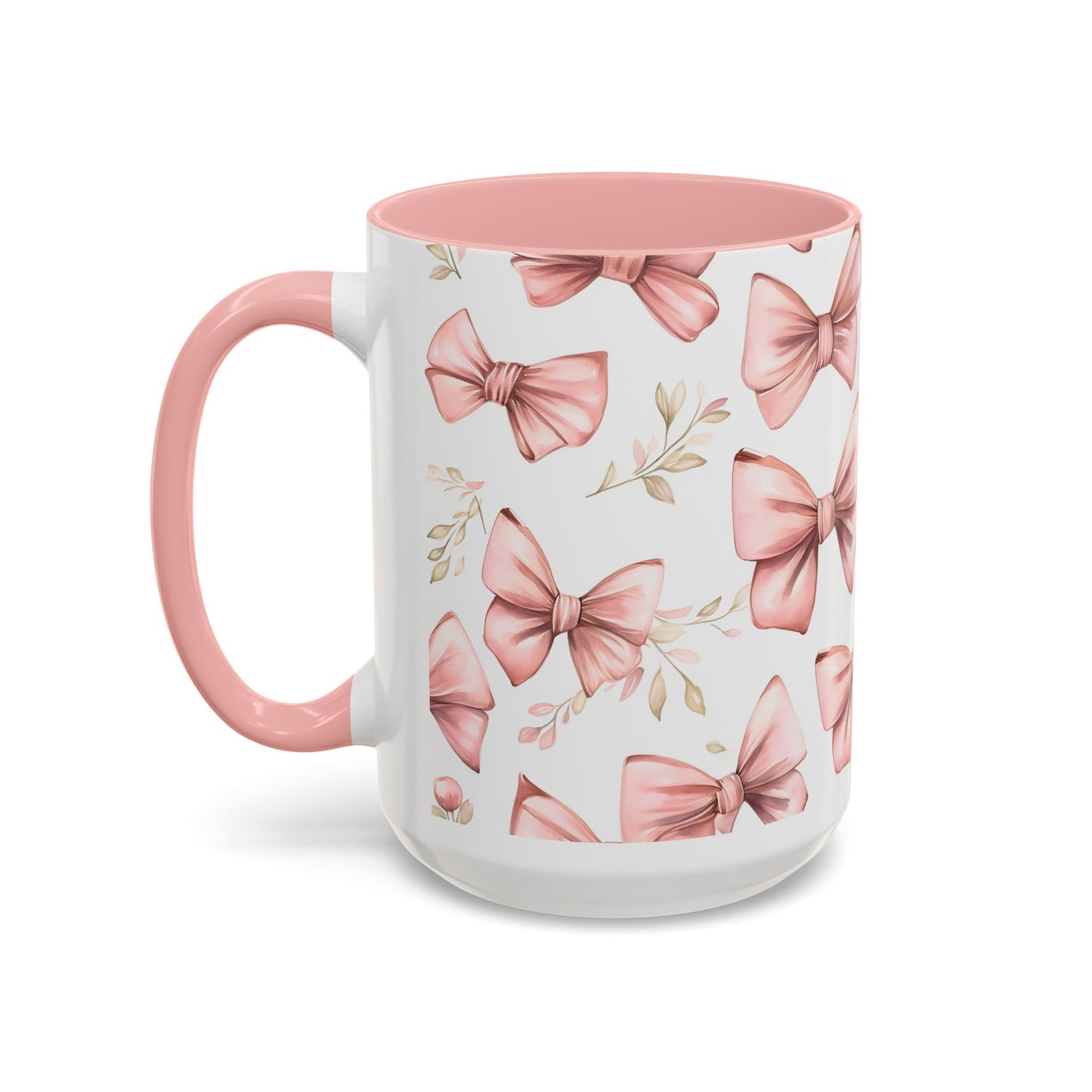 Pink Bows Coffee Mug, Blush Pink Mug, Boho Kitchen Decor, Boho Chic Mug, Bohemian Mug, Gift for Coffee Lover
