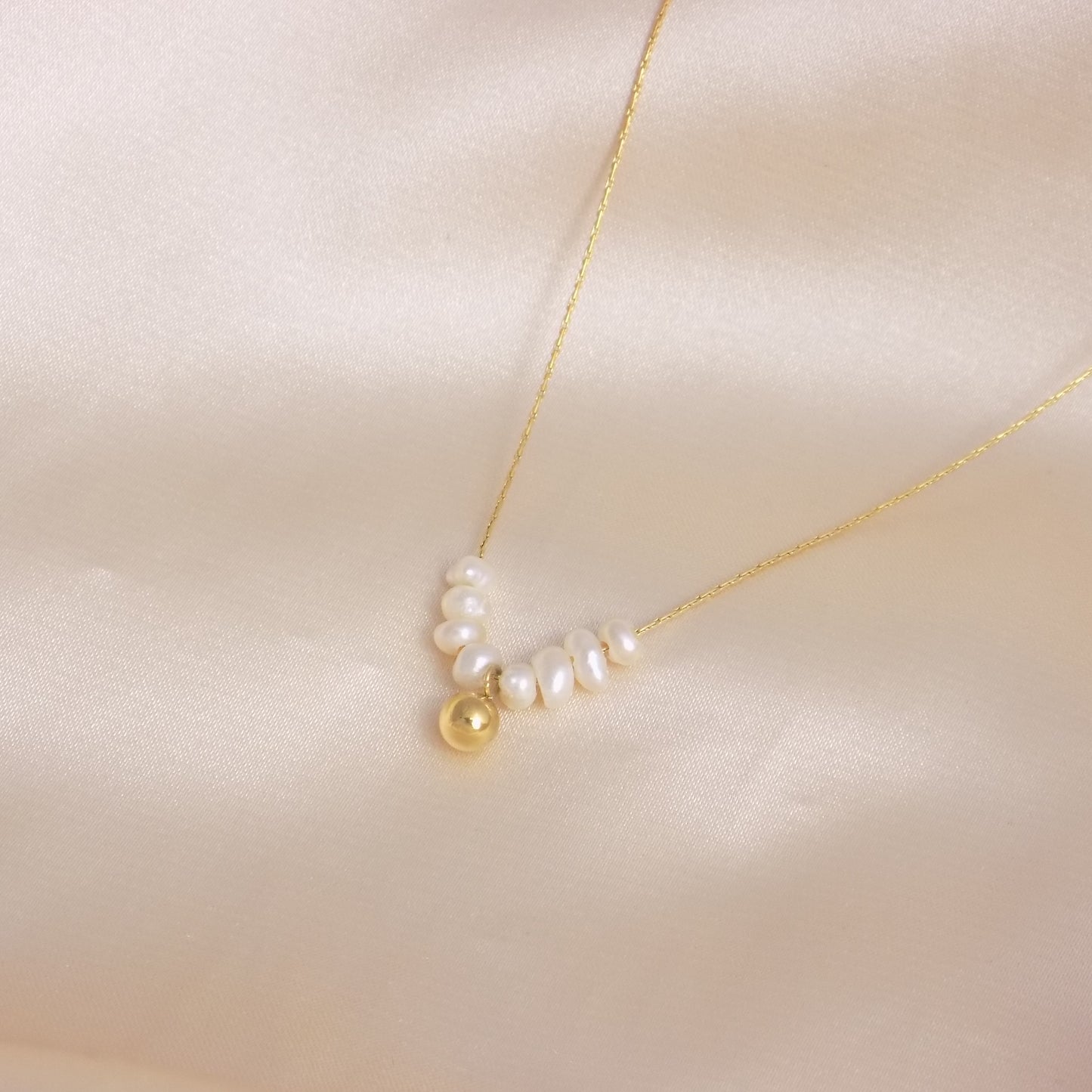 Dainty Freshwater Pearl Necklace For Women - 18K Gold Stainless Steel