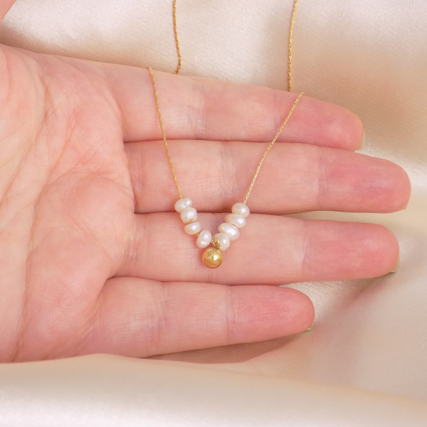 Dainty Freshwater Pearl Necklace For Women - 18K Gold Stainless Steel